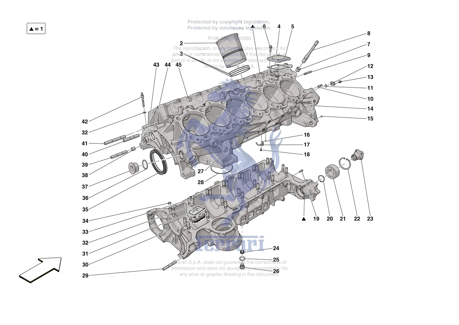 Ferrari 812 Competizione [ENGINE] - B.1 - CRANKCASE exploded diagram