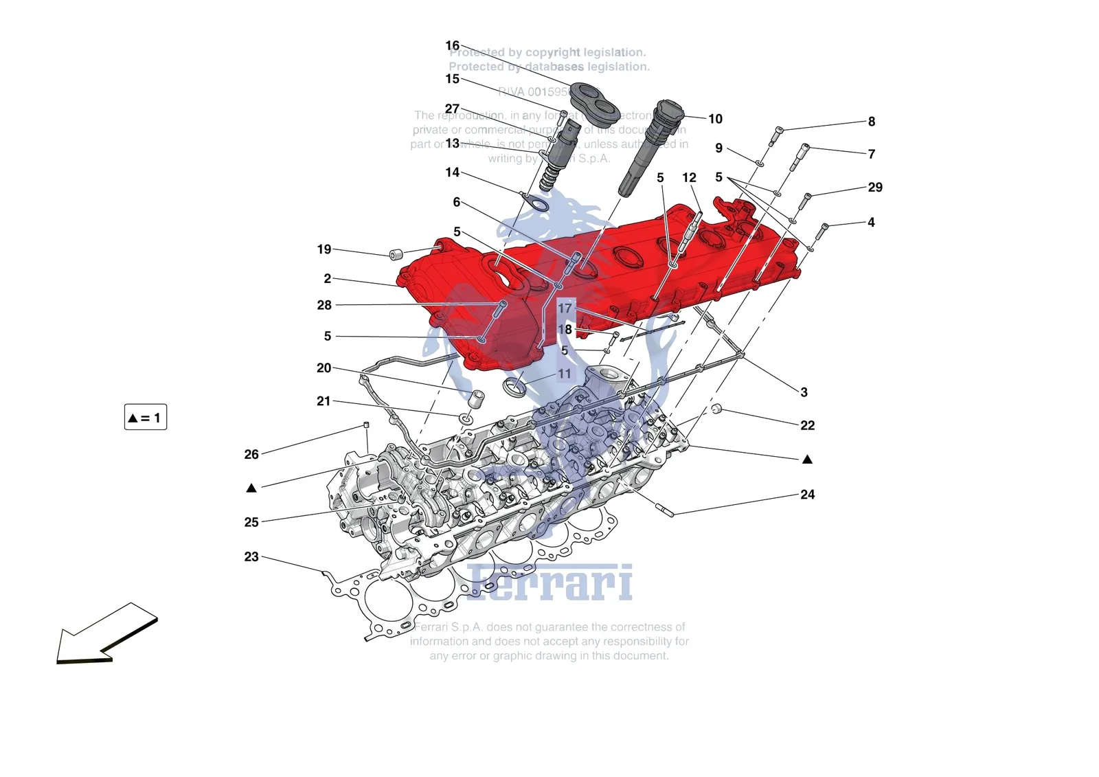 Ferrari 812 Competizione [ENGINE] - B.08.02 - CYLINDER HEADS - LH HEAD exploded diagram