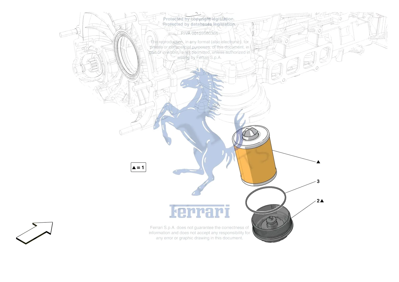 Ferrari 812 Competizione [ENGINE] - B.11 - LUBRICATION FILTERS exploded diagram