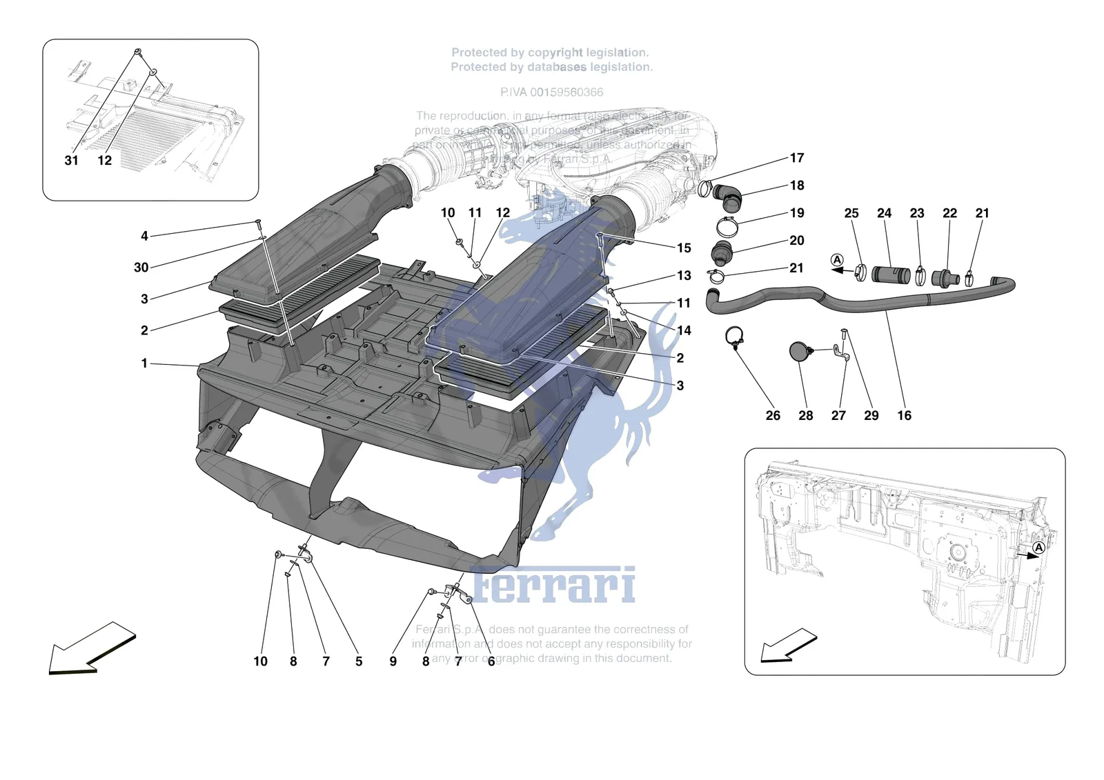 Ferrari 812 Competizione [MECHANICAL SYSTEM] - D.04.01 - AIR FILTER AIR INTAKE AND DUCTS exploded diagram