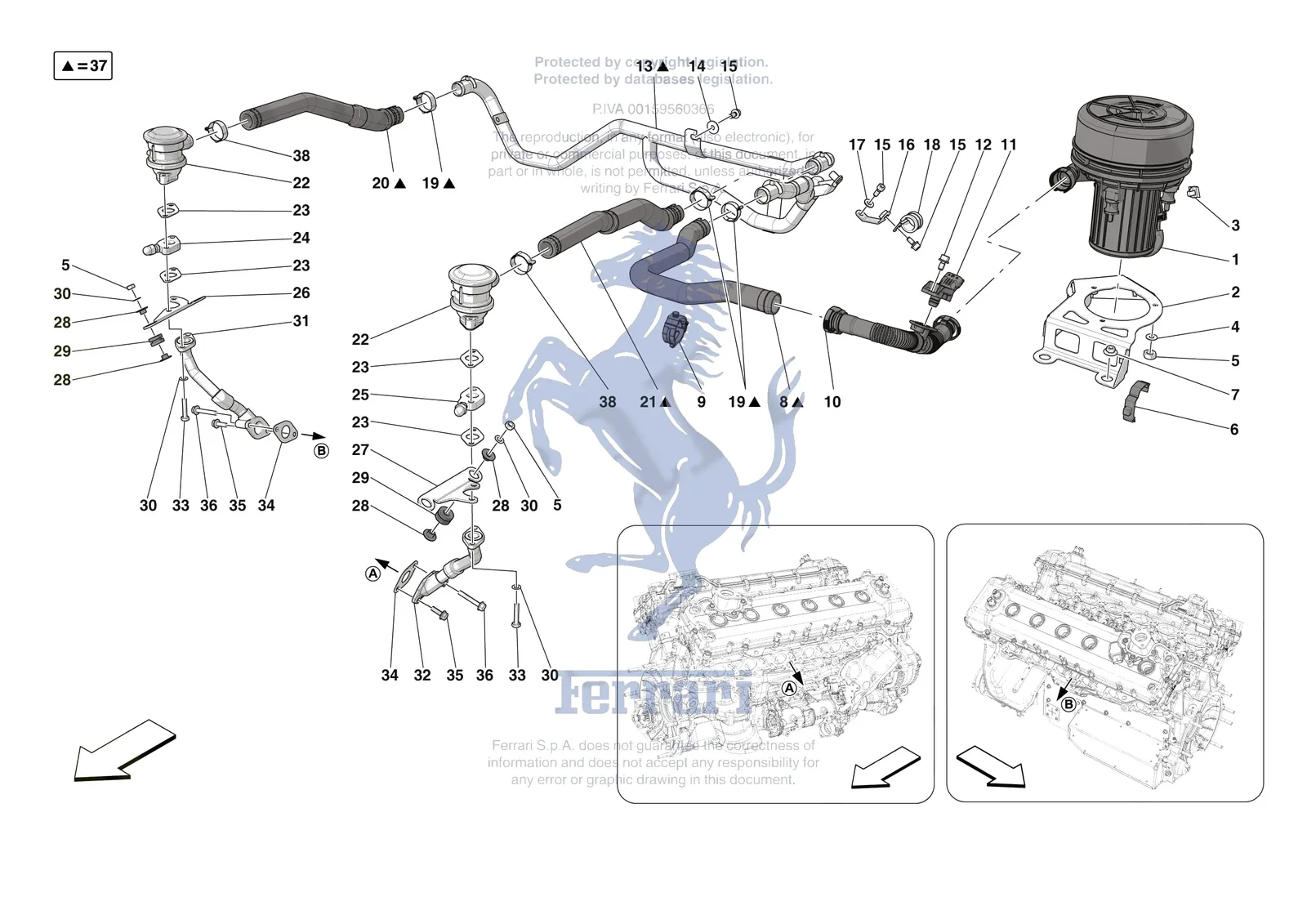 Ferrari 812 Competizione [MECHANICAL SYSTEM] - D.6 - EMISSIONS CONTROL SYSTEM exploded diagram