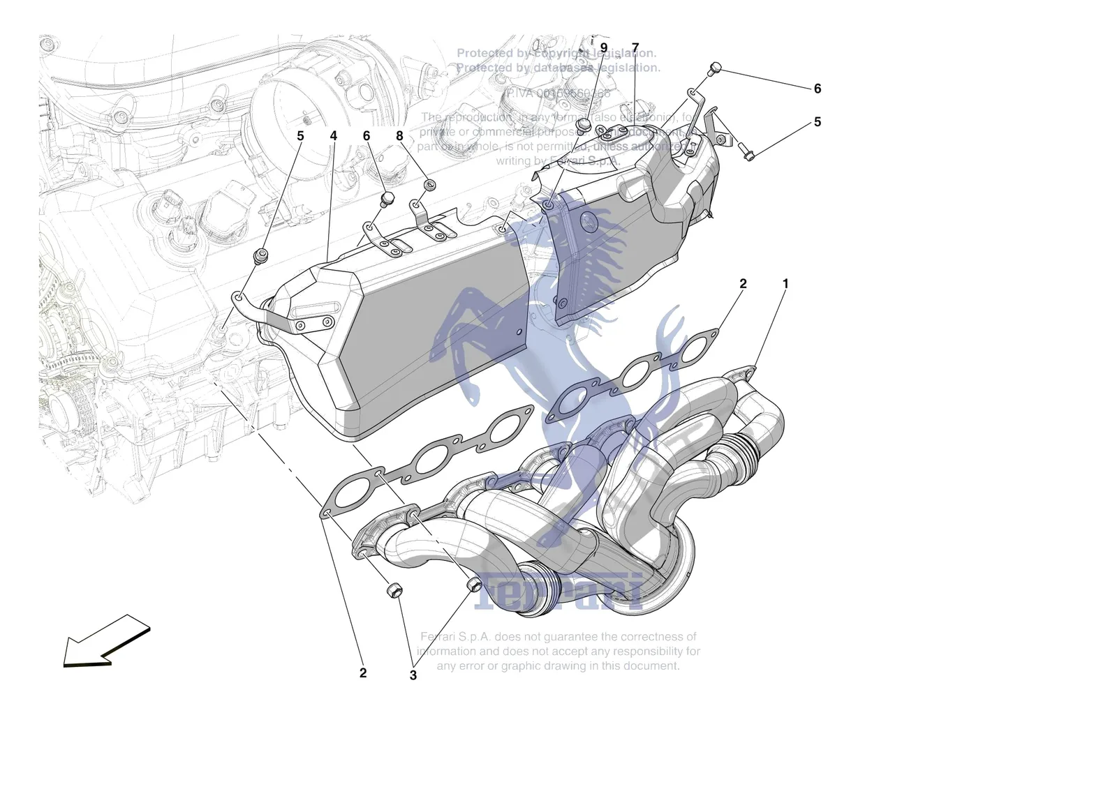 Ferrari 812 Competizione [MECHANICAL SYSTEM] - D.7 - EXHAUST MANIFOLD exploded diagram