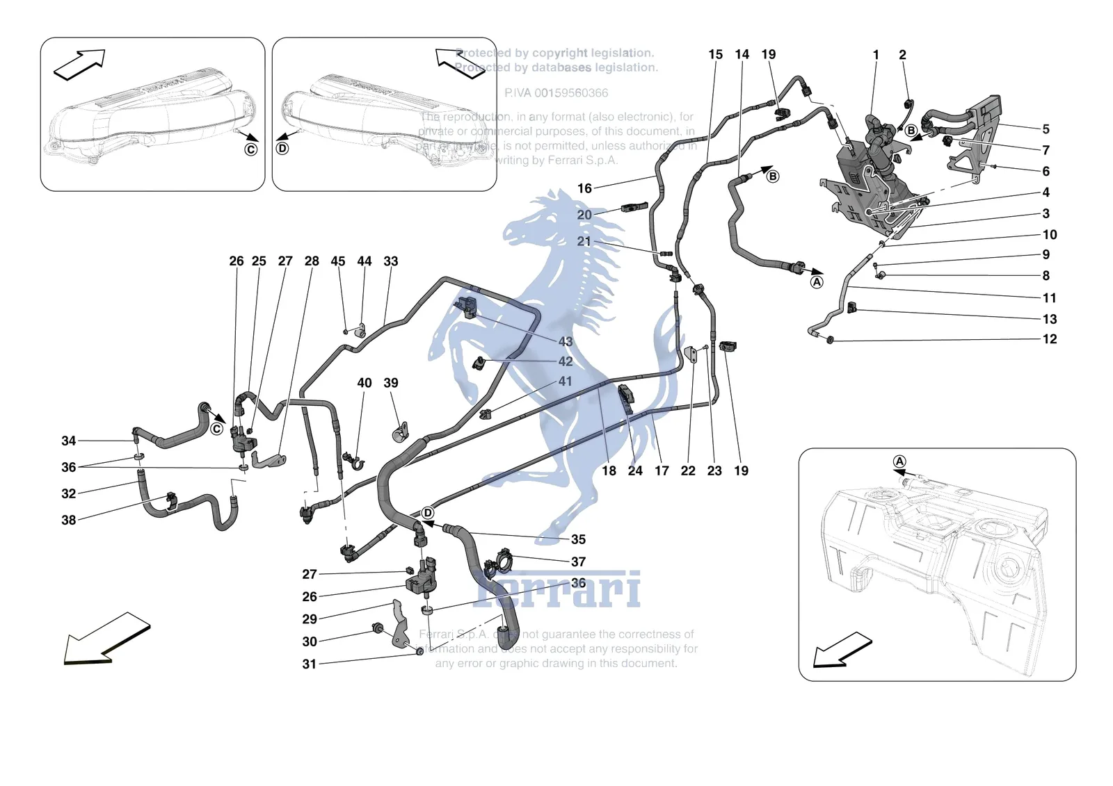 Ferrari 812 Competizione [MECHANICAL SYSTEM] - D.13 - EVAPORATIVE EMISSIONS CONTROL SYSTEM exploded diagram