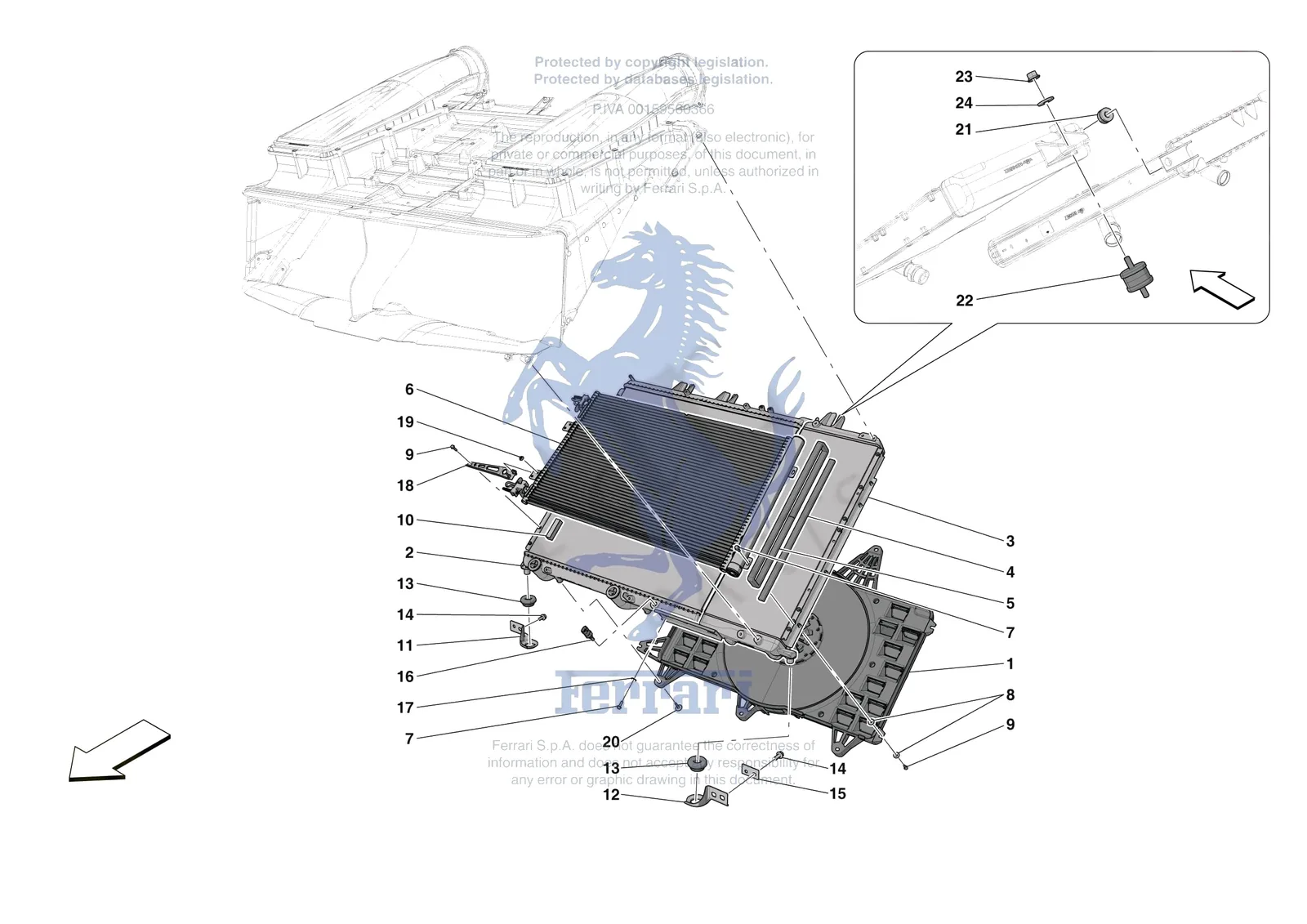 Ferrari 812 Competizione [MECHANICAL SYSTEM] - D.14 - ENGINE COOLING SYSTEM RADIATORS exploded diagram