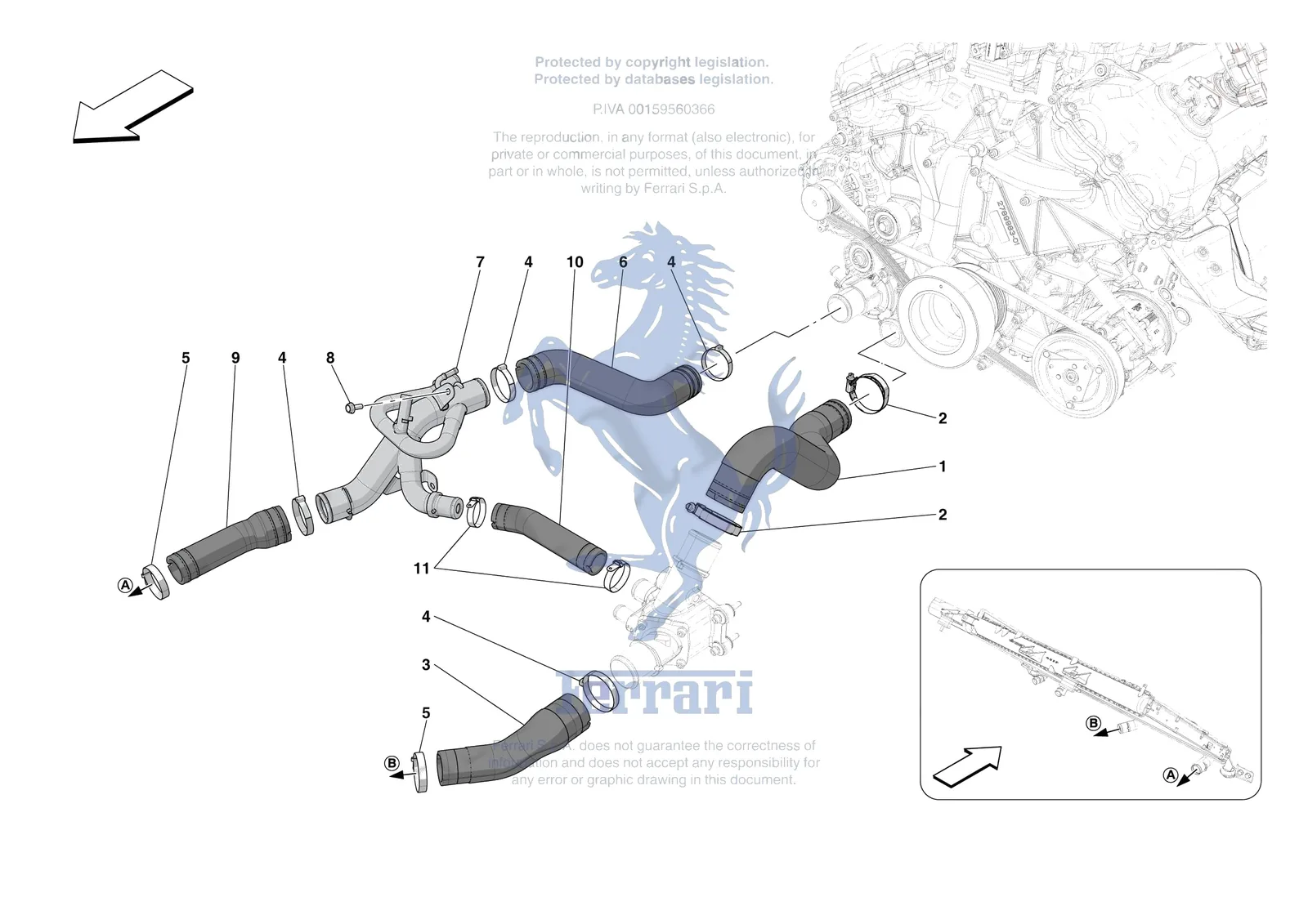 Ferrari 812 Competizione [MECHANICAL SYSTEM] - D.16 - COOLING SYSTEM PIPES exploded diagram