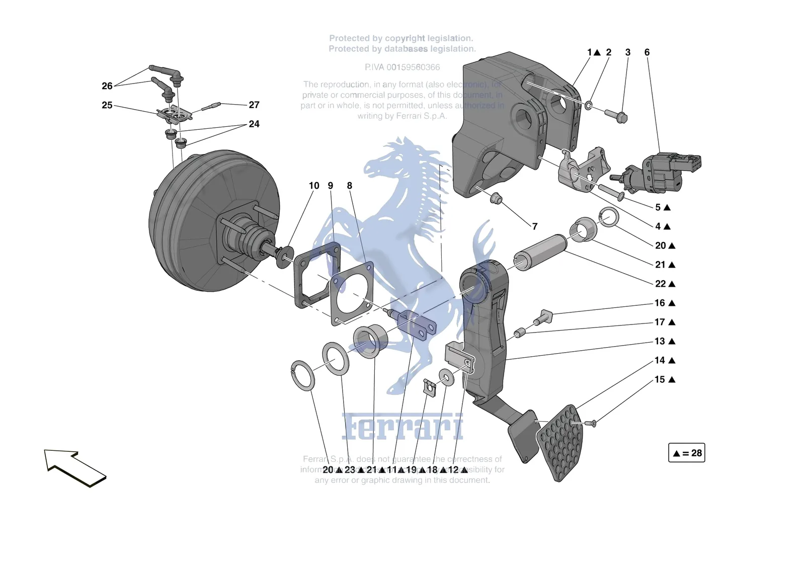 Ferrari 812 Competizione [MECHANICAL SYSTEM] - D.20 - PEDAL BOARD exploded diagram
