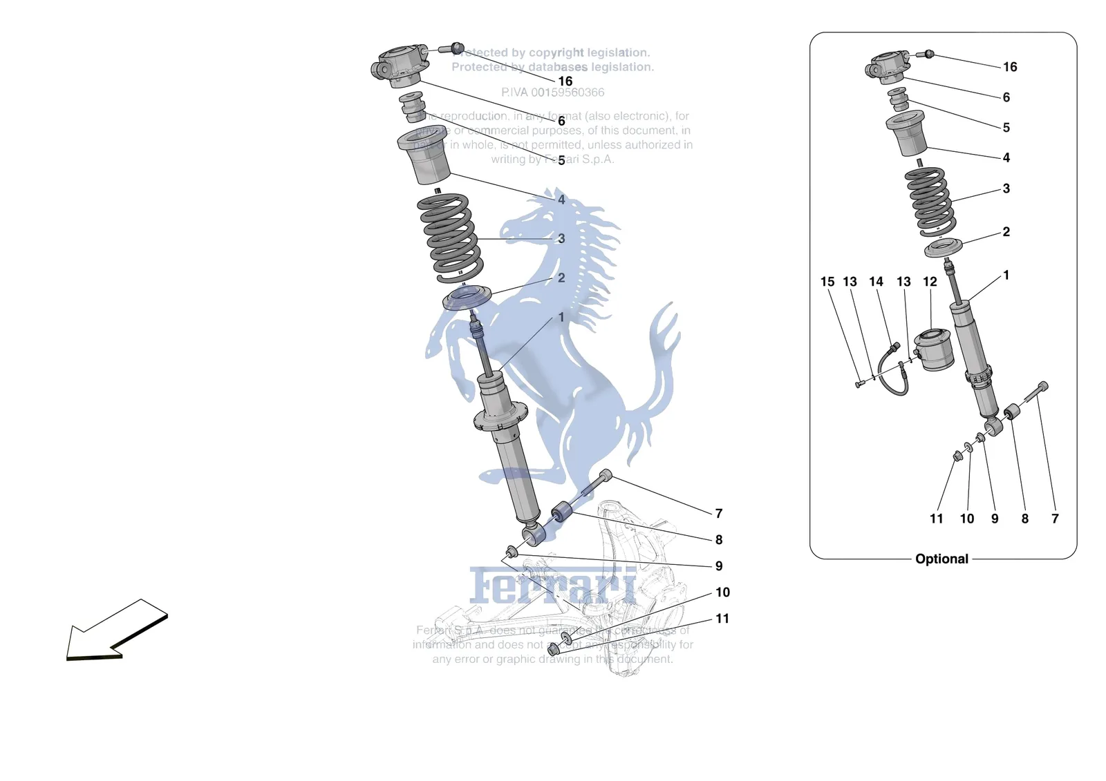 Ferrari 812 Competizione [MECHANICAL SYSTEM] - D.25.01 - FRONT SUSPENSION - SHOCK ABSORBERS exploded diagram