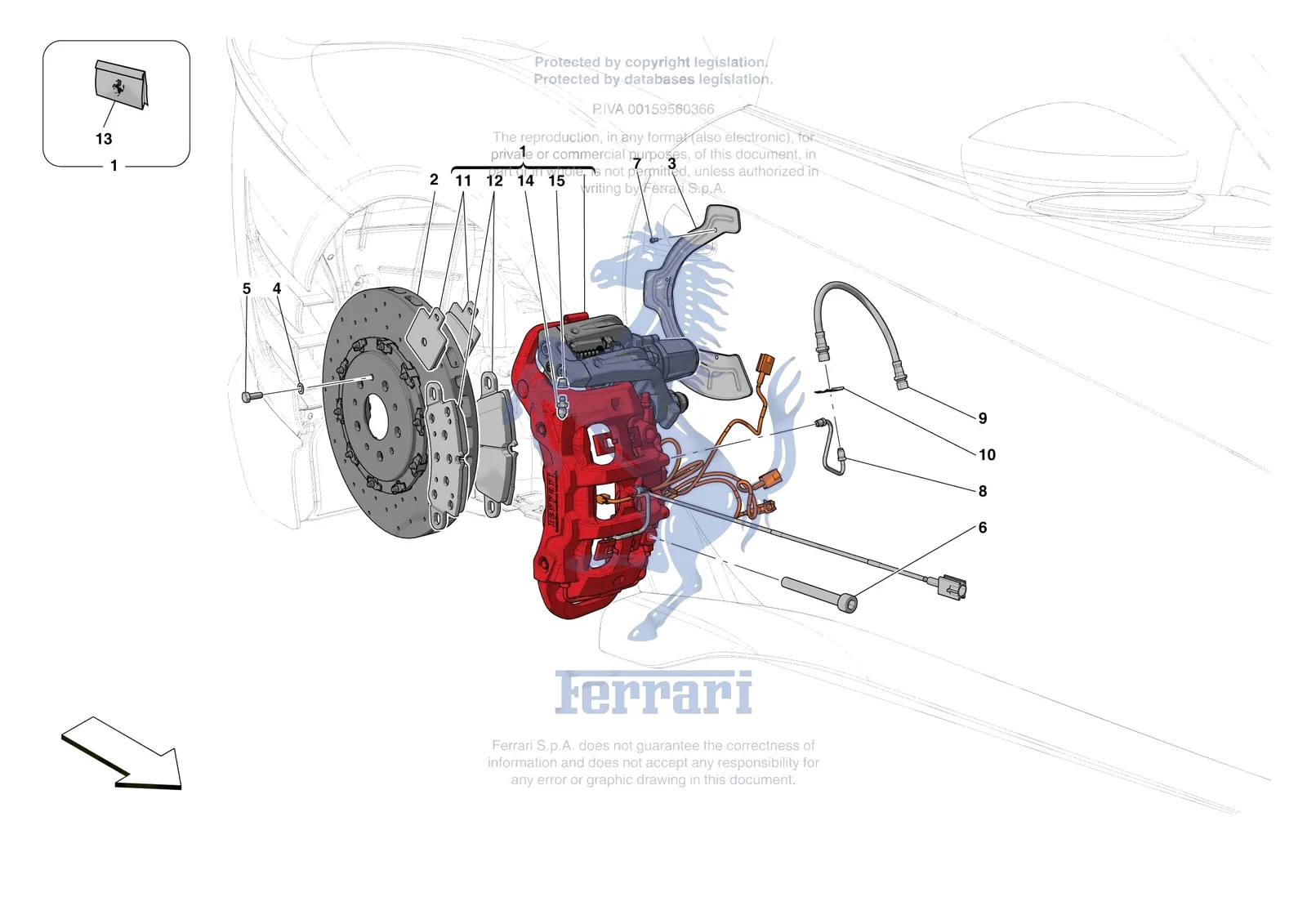 Ferrari 812 Competizione [MECHANICAL SYSTEM] - D.27.03 - REAR SUSPENSION - CALIPERS AND DISCS exploded diagram