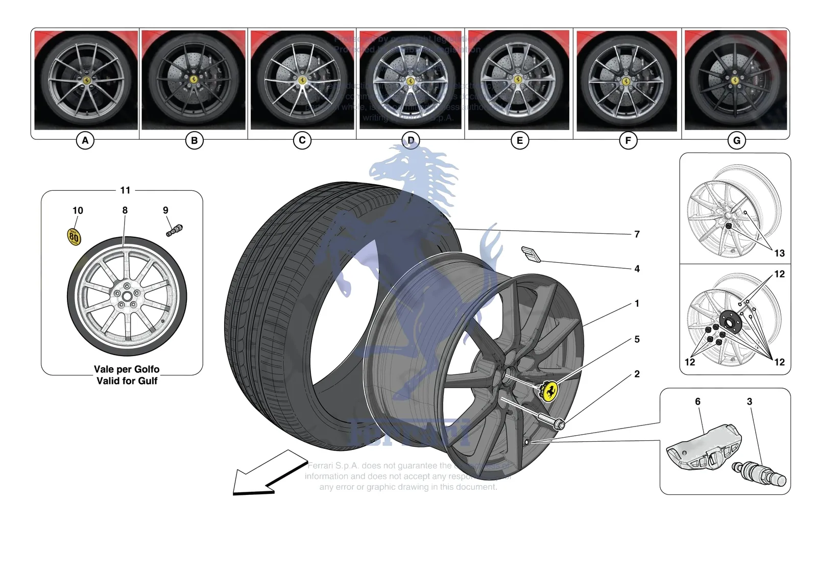 Ferrari 812 Competizione [MECHANICAL SYSTEM] - D.29 - COMPLETE WHEELS exploded diagram