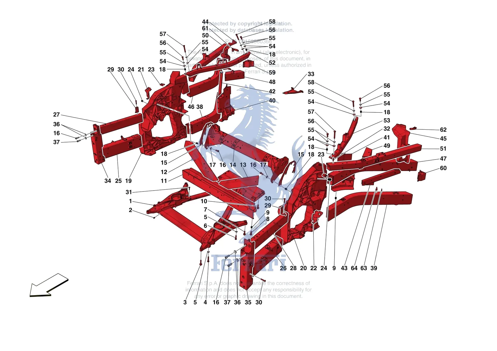 Ferrari 812 Competizione [VEHICLE TRIM] - E.01.01 - STRUCTURES AND ELEMENTS FRONT OF VEHICLE exploded diagram