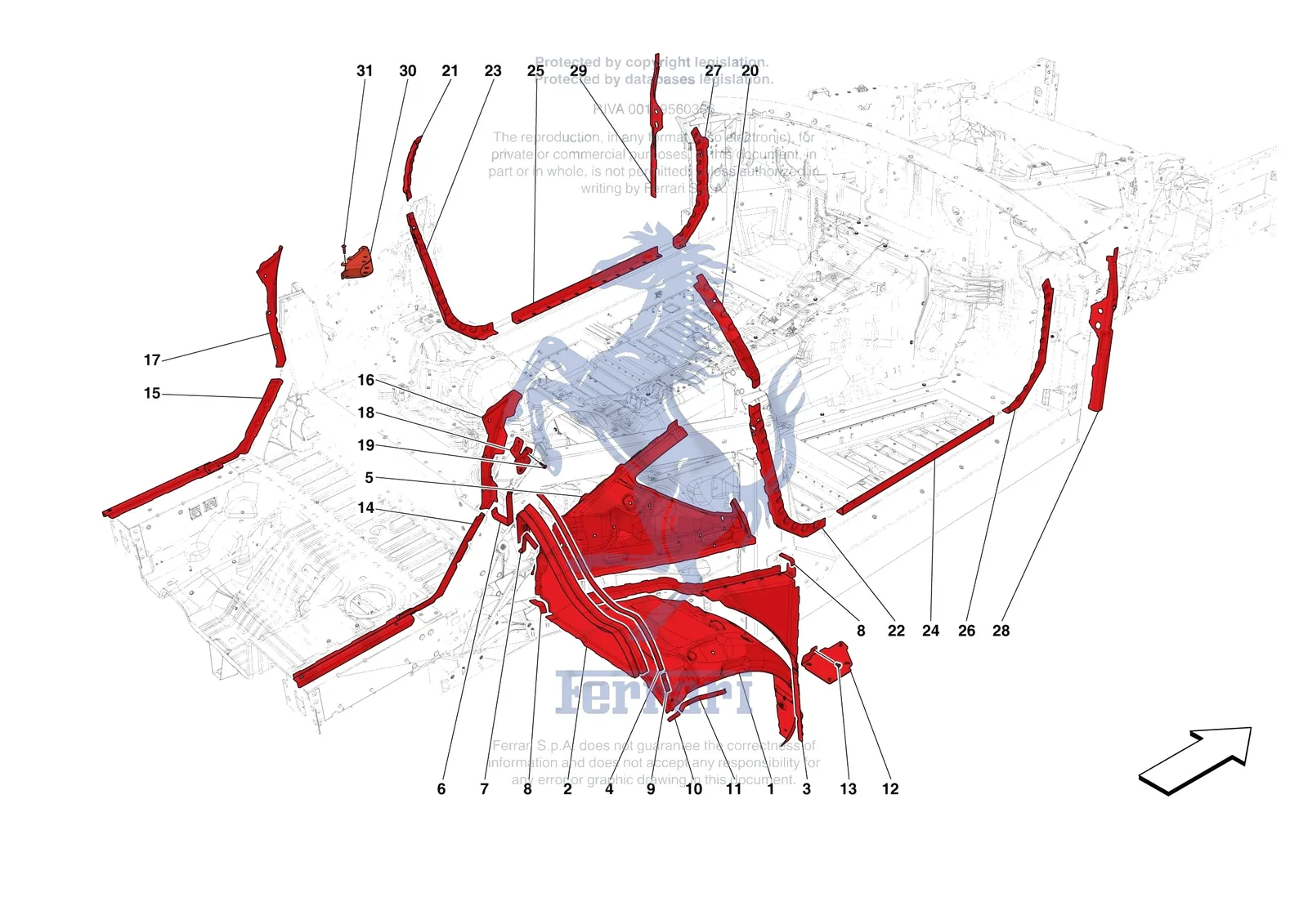 Ferrari 812 Competizione [VEHICLE TRIM] - E.06 - LATERAL SUBSTRUCTURE exploded diagram