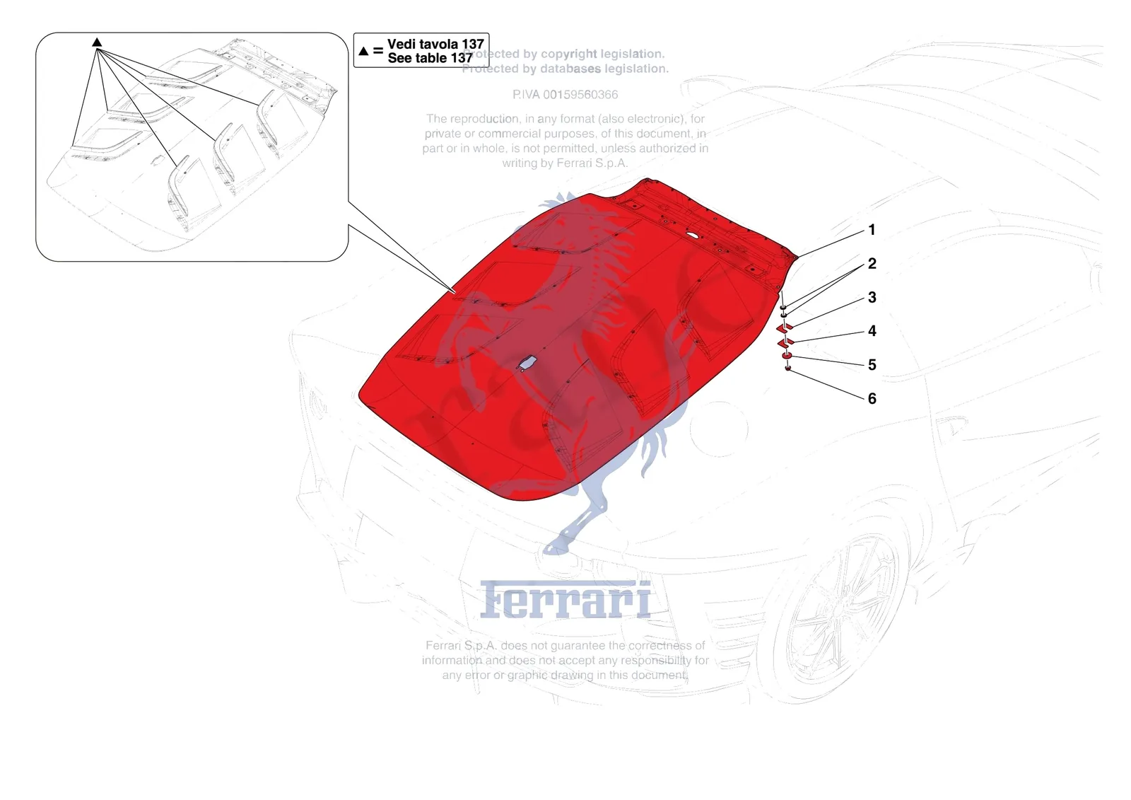 Ferrari 812 Competizione [VEHICLE TRIM] - E.10 - REAR LID SUBSTRUCTURE exploded diagram