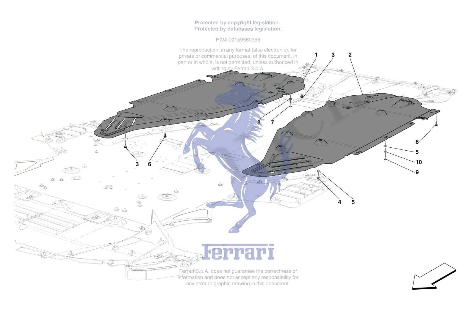 Ferrari 812 Competizione [VEHICLE TRIM] - E.15 - CENTRE SHIELDS exploded diagram