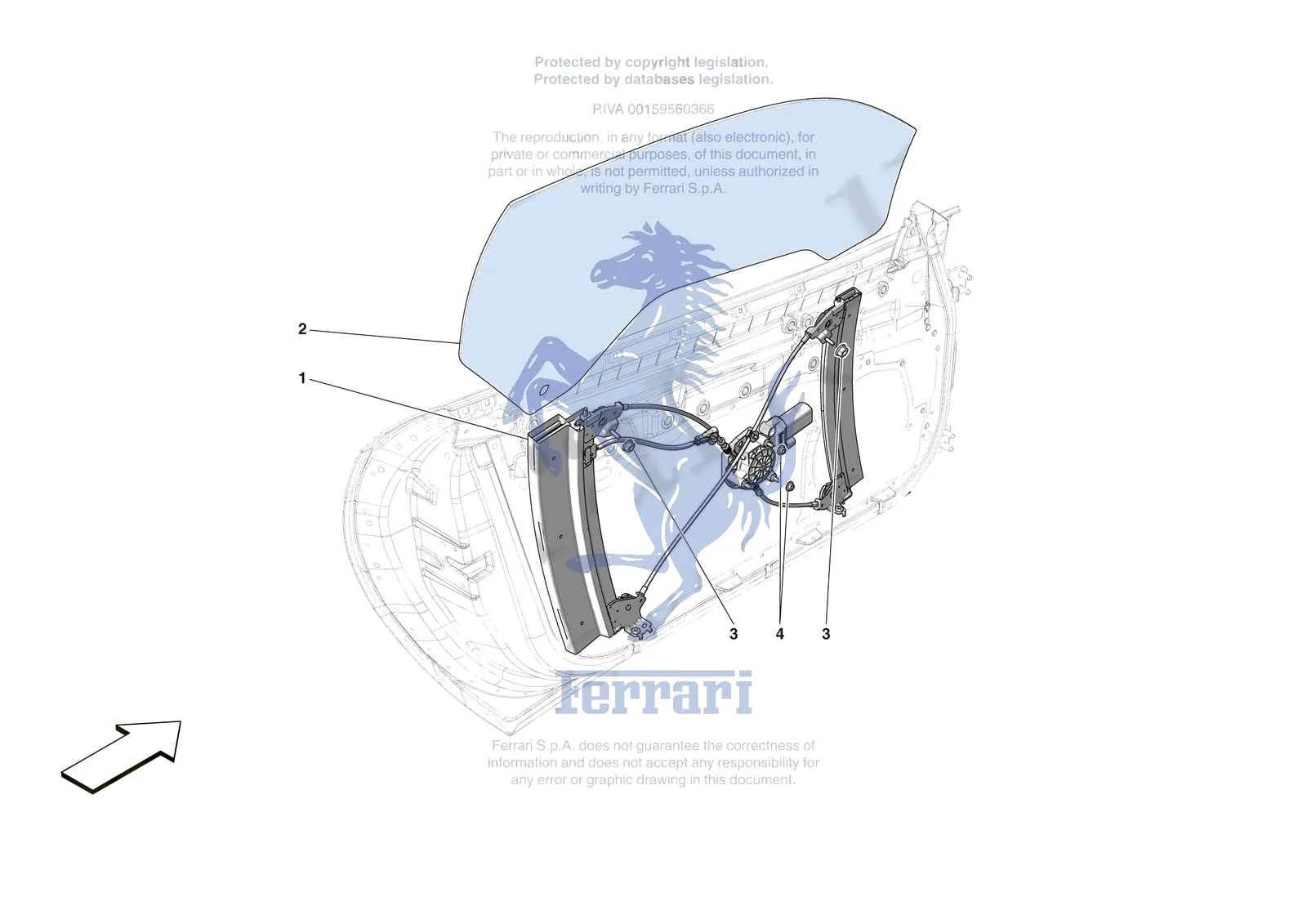 Ferrari 812 Competizione [VEHICLE TRIM] - E.29.03 - DOORS - WINDOW AND WINDOW LIFTER exploded diagram
