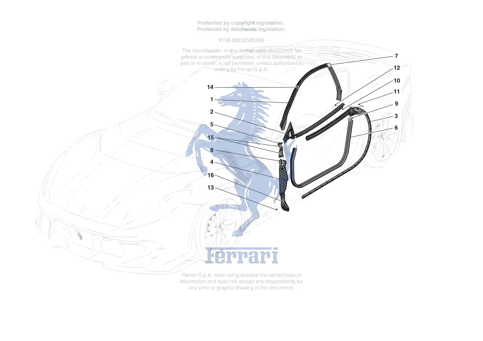 Ferrari 812 Competizione [VEHICLE TRIM] - E.32 - DOOR SEALS exploded diagram