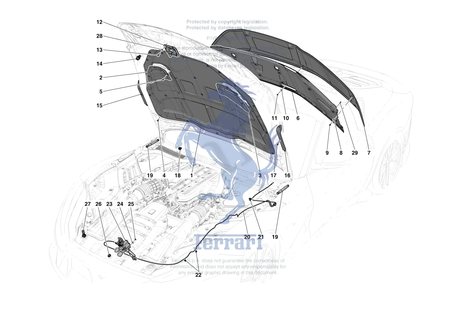 Ferrari 812 Competizione [VEHICLE TRIM] - E.33 - FRONT LID TRIM exploded diagram
