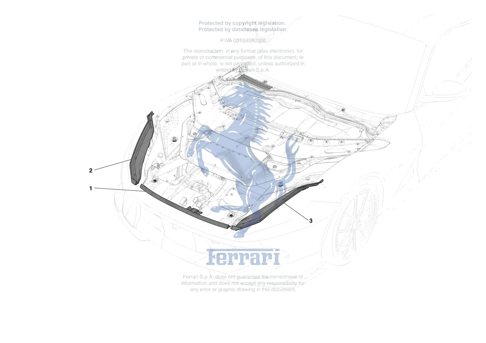 Ferrari 812 Competizione [VEHICLE TRIM] - E.35 - FRONT LID SEALS exploded diagram