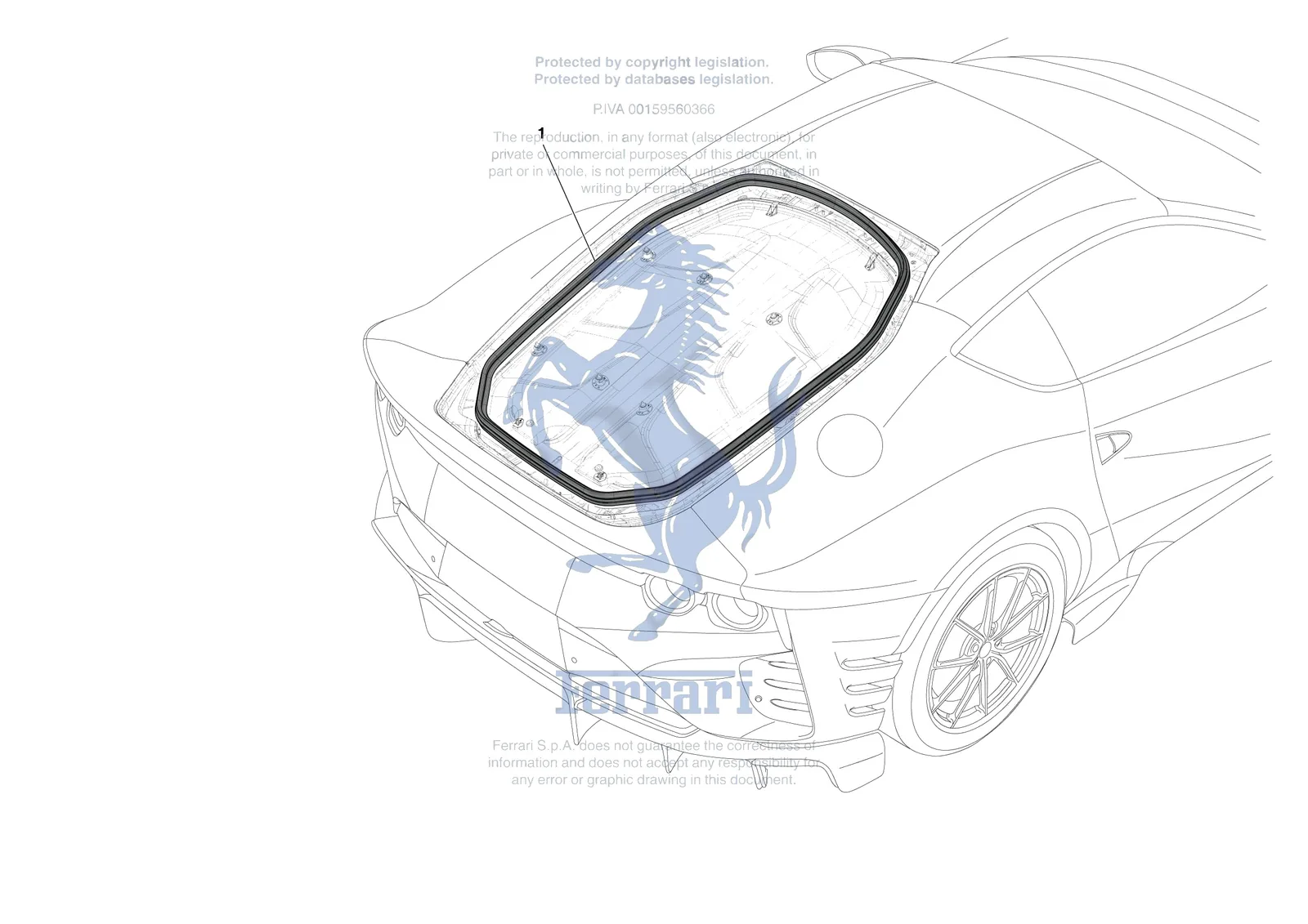 Ferrari 812 Competizione [VEHICLE TRIM] - E.38 - REAR LID SEALS exploded diagram