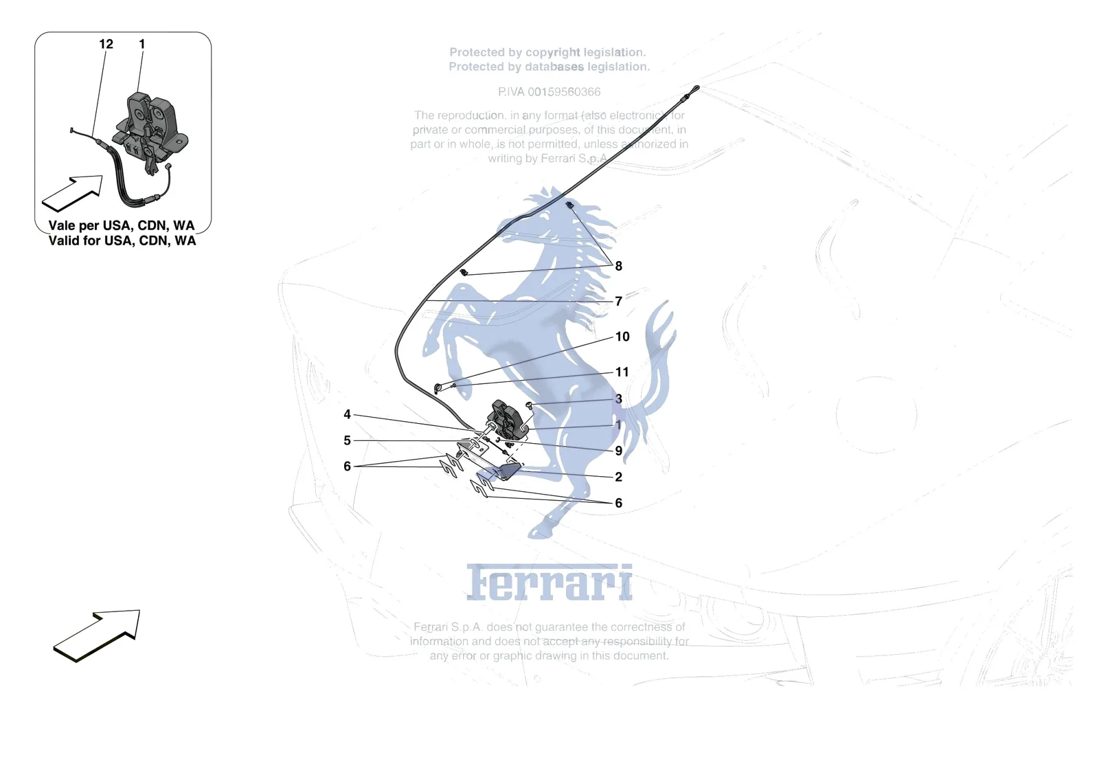 Ferrari 812 Competizione [VEHICLE TRIM] - E.39 - REAR LID OPENING MECHANISM exploded diagram
