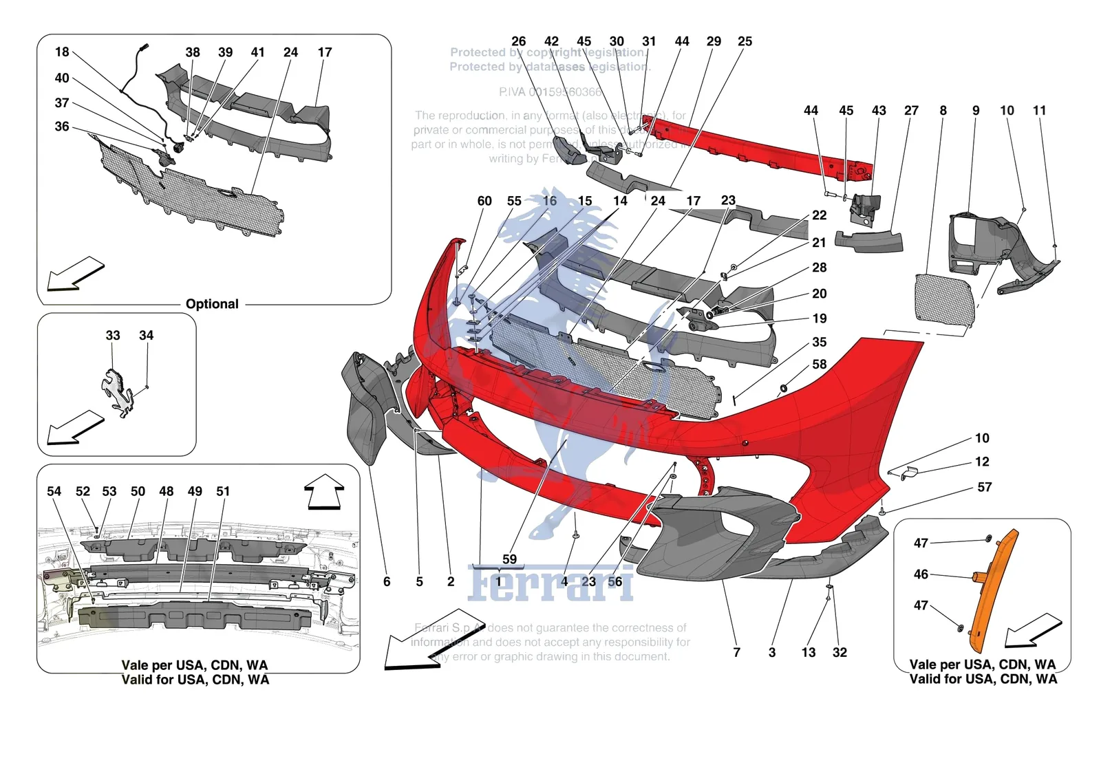 Ferrari 812 Competizione [VEHICLE TRIM] - E.40 - FRONT BUMPER exploded diagram