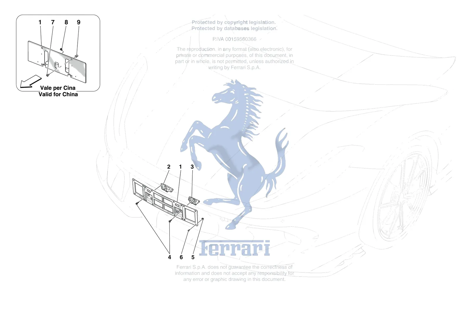 Ferrari 812 Competizione [VEHICLE TRIM] - E.41 - INSTALLING FRONT LICENSE PLATE exploded diagram