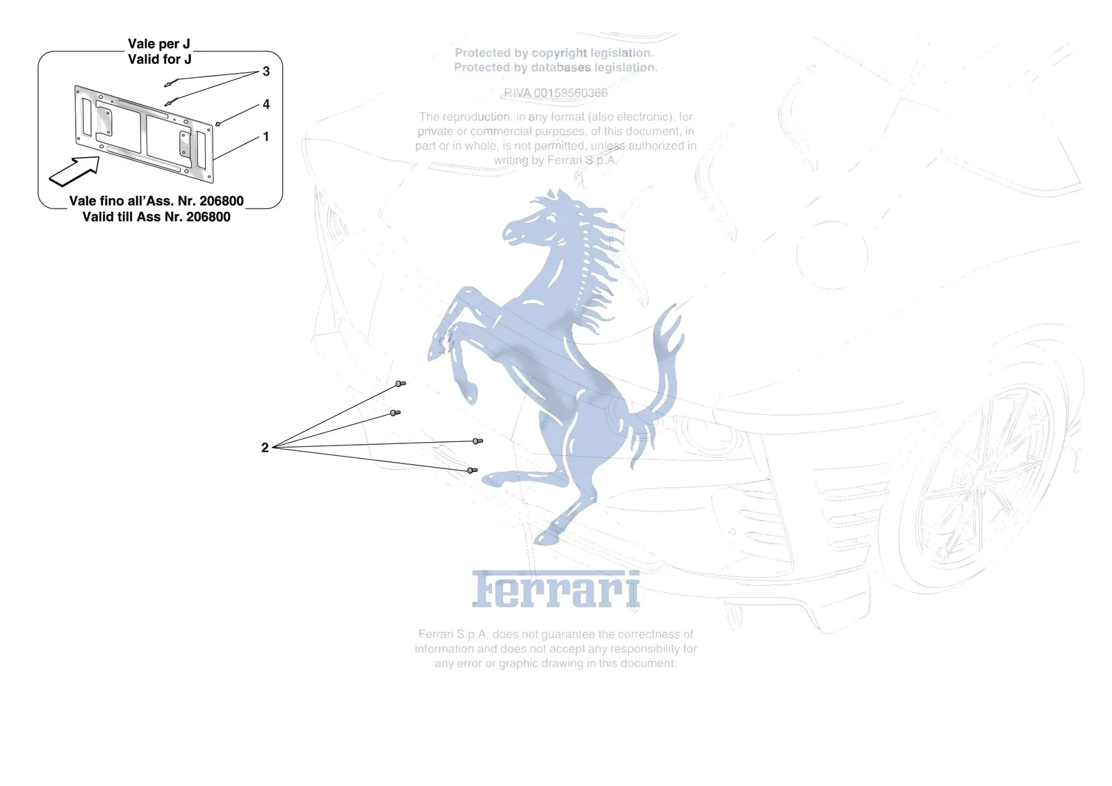 Ferrari 812 Competizione [VEHICLE TRIM] - E.43 - REAR LICENCE PLATE INSTALLATION exploded diagram