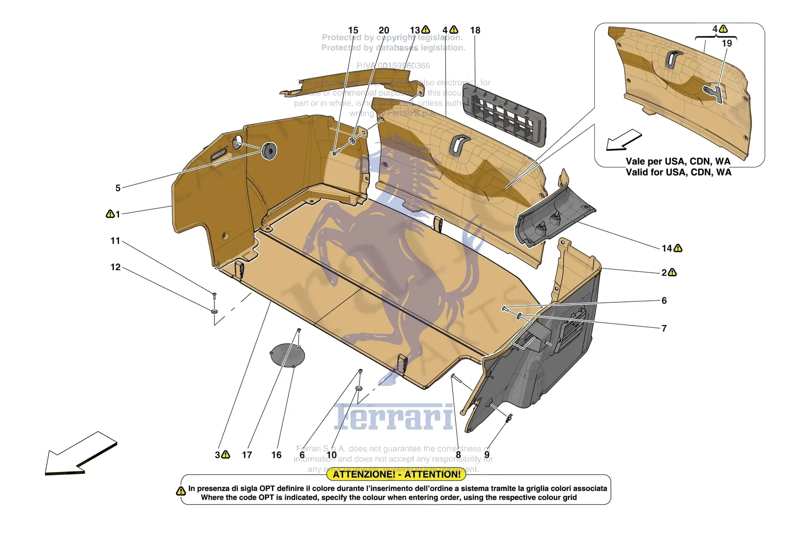 Ferrari 812 Competizione [VEHICLE TRIM] - E.45 - LUGGAGE COMPARTMENT MATS exploded diagram