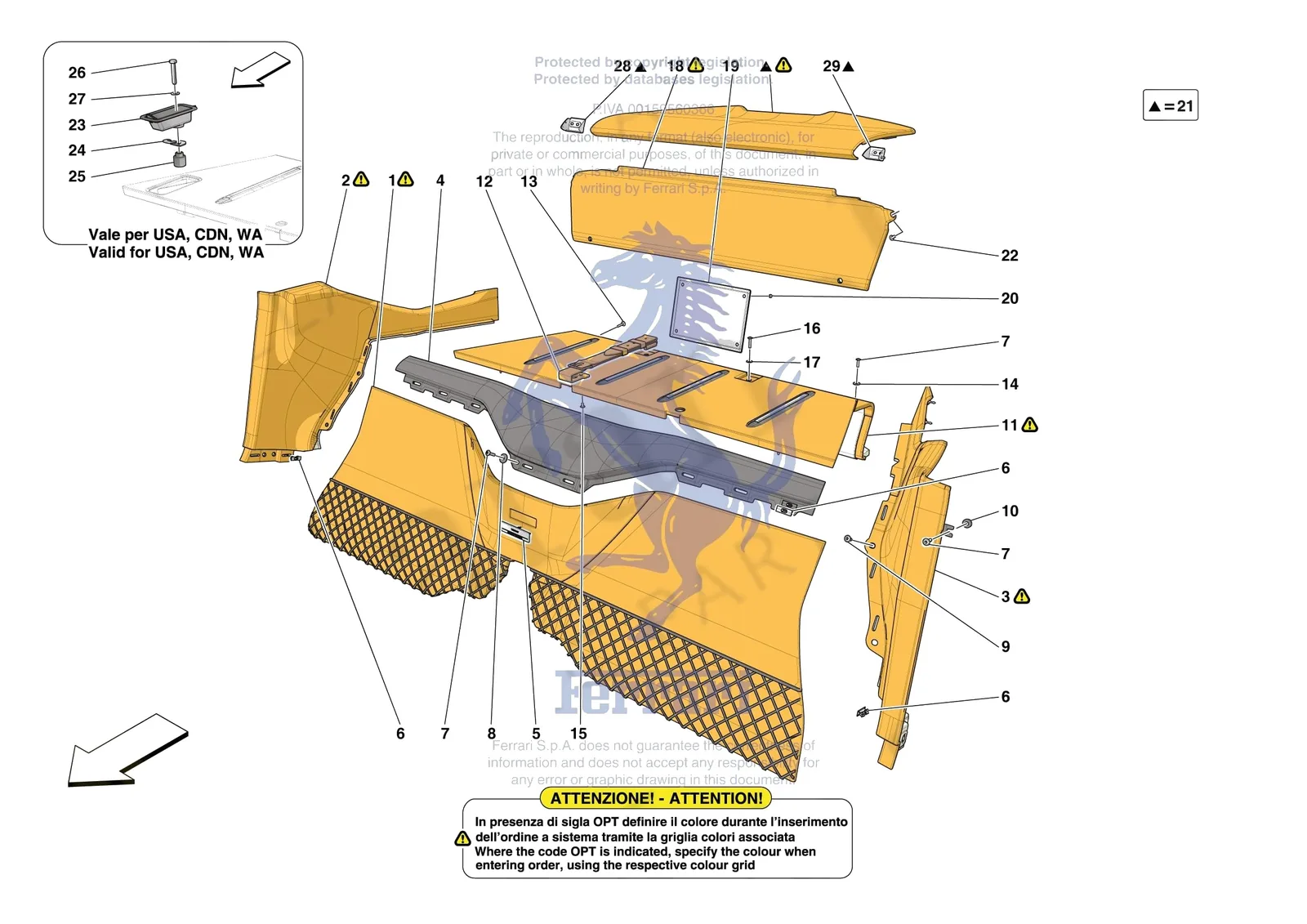 Ferrari 812 Competizione [VEHICLE TRIM] - E.46 - INTERNAL BULKHEAD WALL TRIM exploded diagram