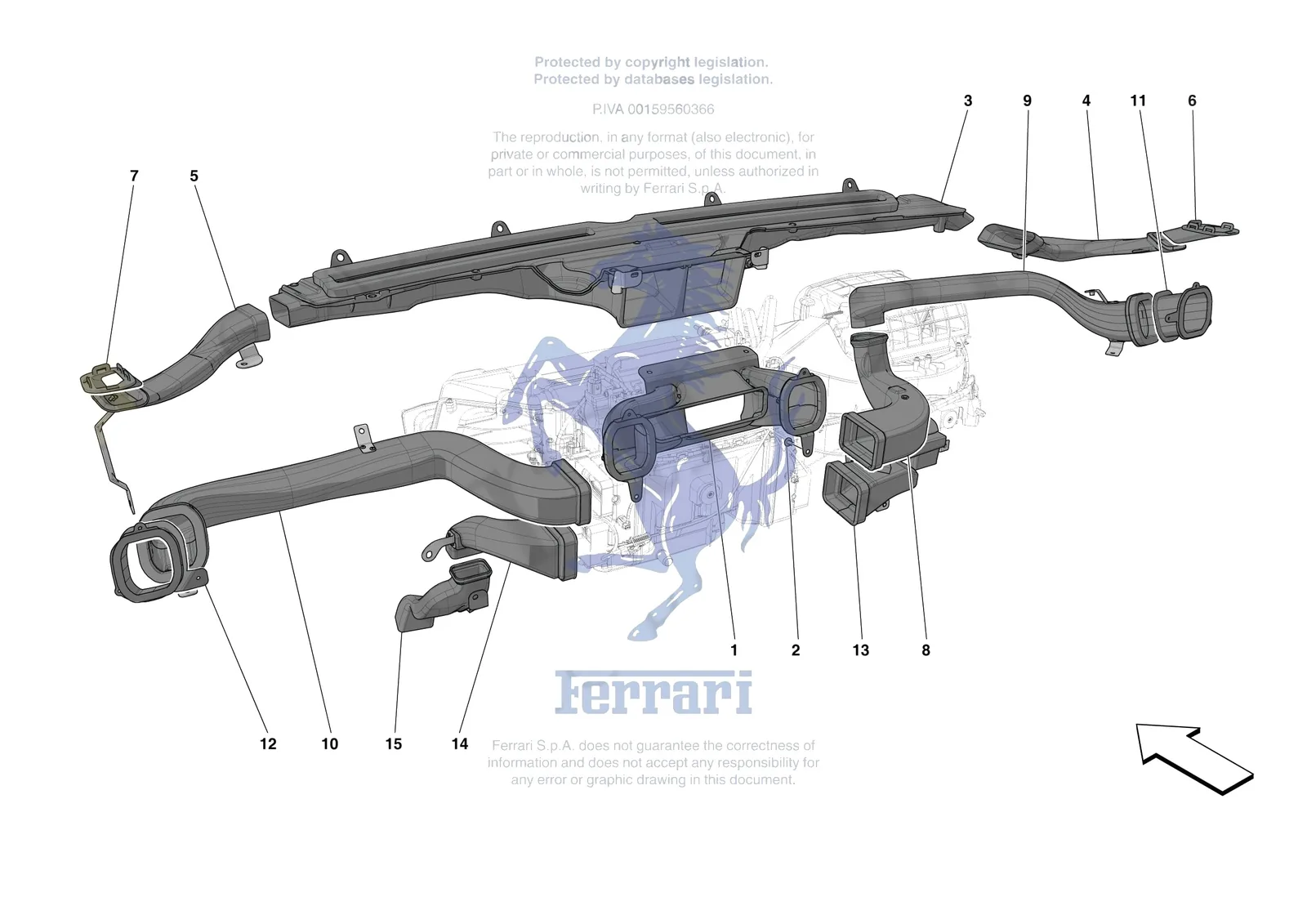 Ferrari 812 Competizione [VEHICLE TRIM] - E.47.06 - DASHBOARD - DUCTS -Applicable for RHD- exploded diagram