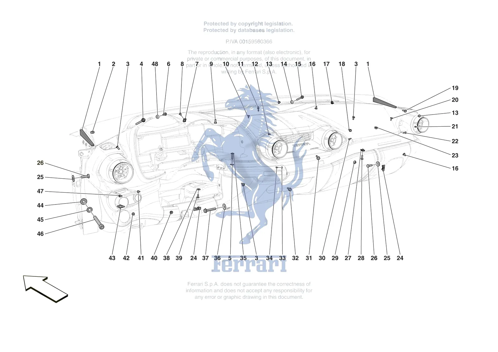 Ferrari 812 Competizione [VEHICLE TRIM] - E.47.09 - DASHBOARD - FASTENERS exploded diagram