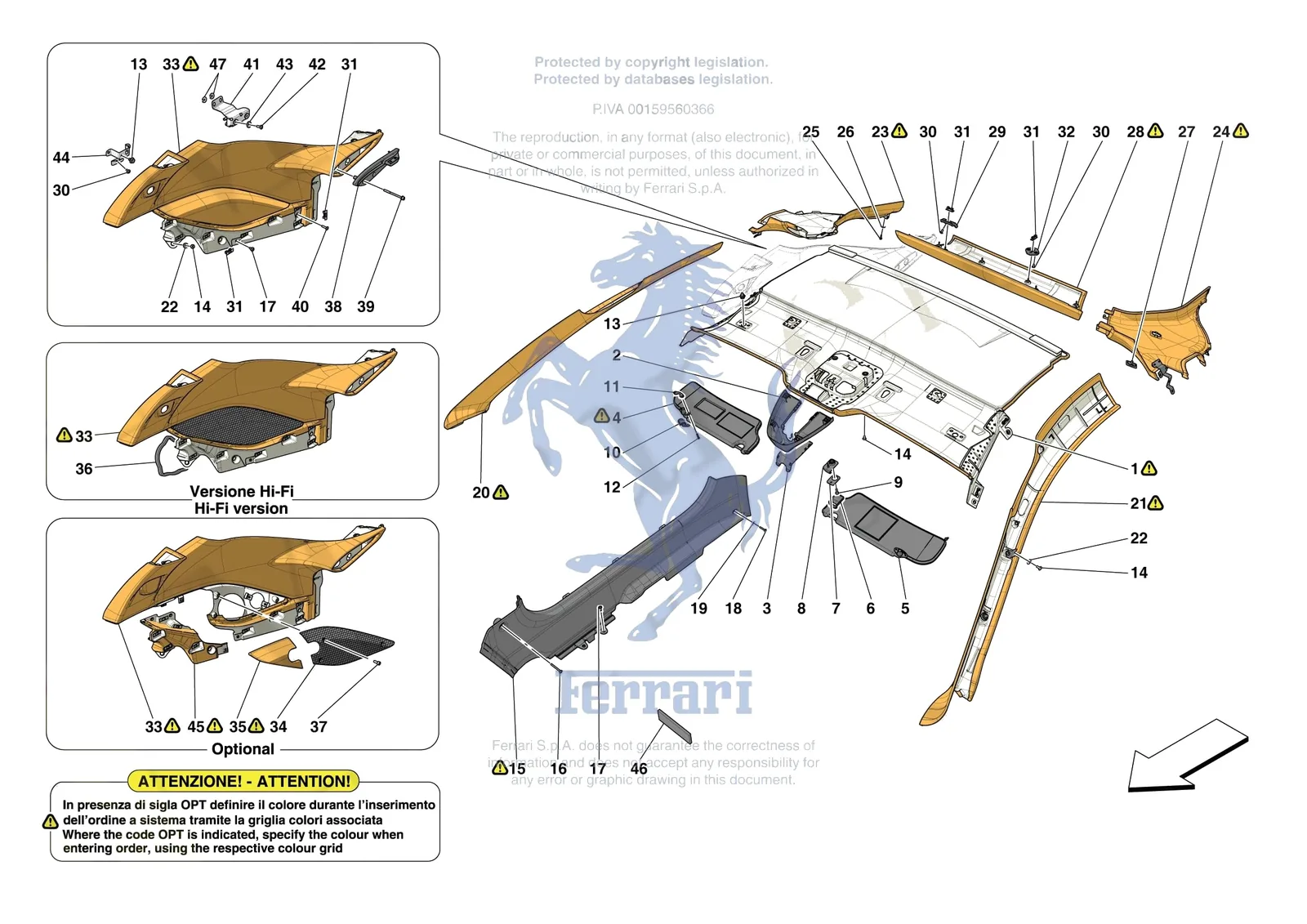 Ferrari 812 Competizione [VEHICLE TRIM] - E.49 - INNER TRIM (ABOVE BELTLINE) exploded diagram