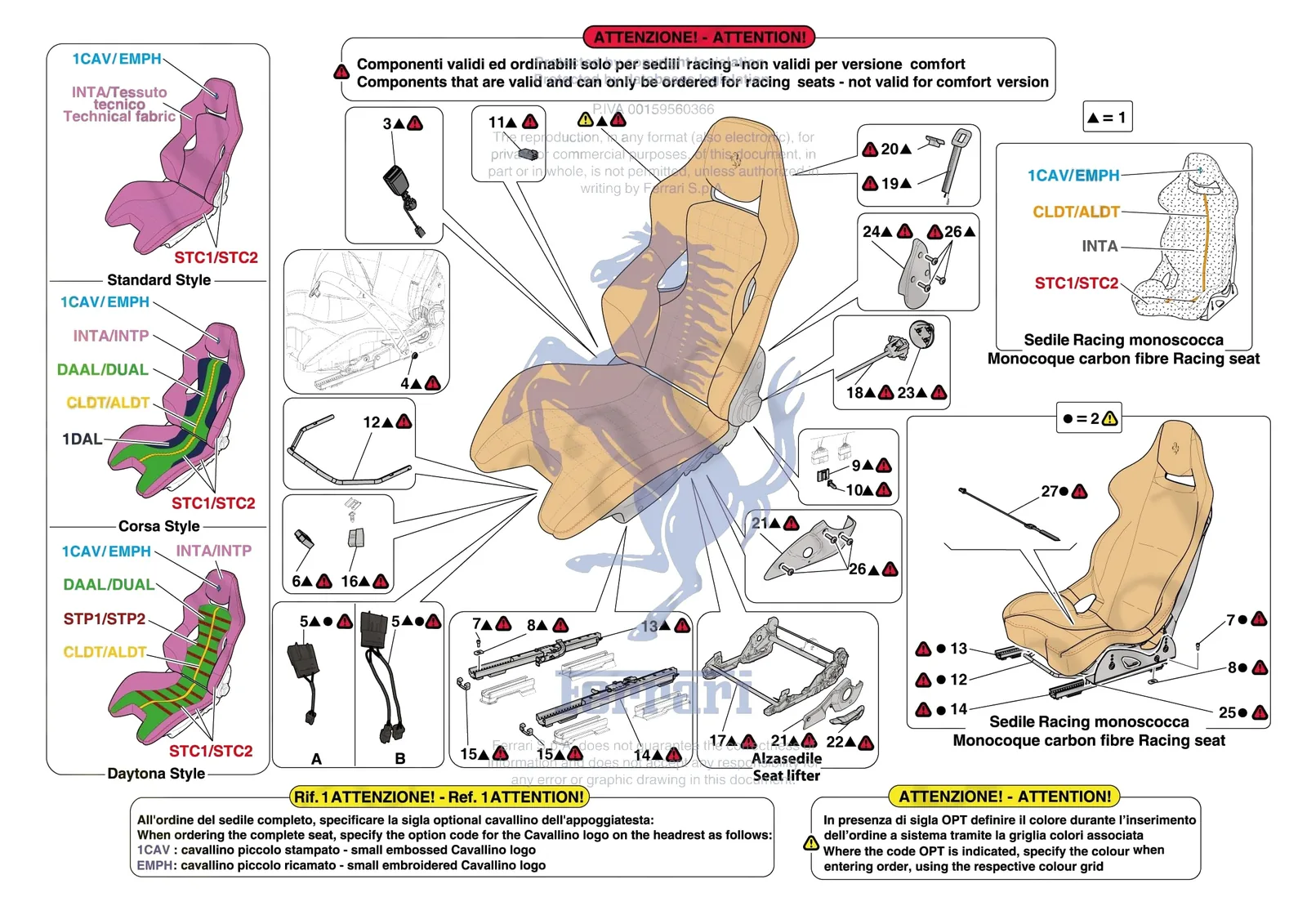 Ferrari 812 Competizione [VEHICLE TRIM] - E.51.03 - FRONT SEATS - RACING SEAT exploded diagram