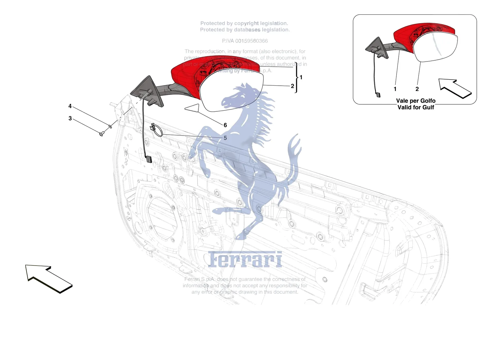 Ferrari 812 Competizione [VEHICLE TRIM] - E.54 - EXTERNAL REAR VIEW MIRRORS exploded diagram