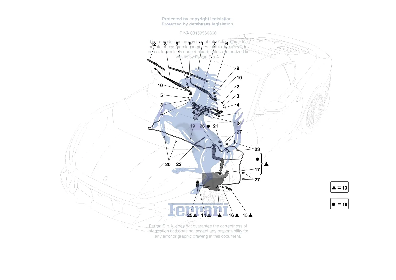 Ferrari 812 Competizione [VEHICLE TRIM] - E.55 - WIPERS AND HEADLAMP WASHERS exploded diagram
