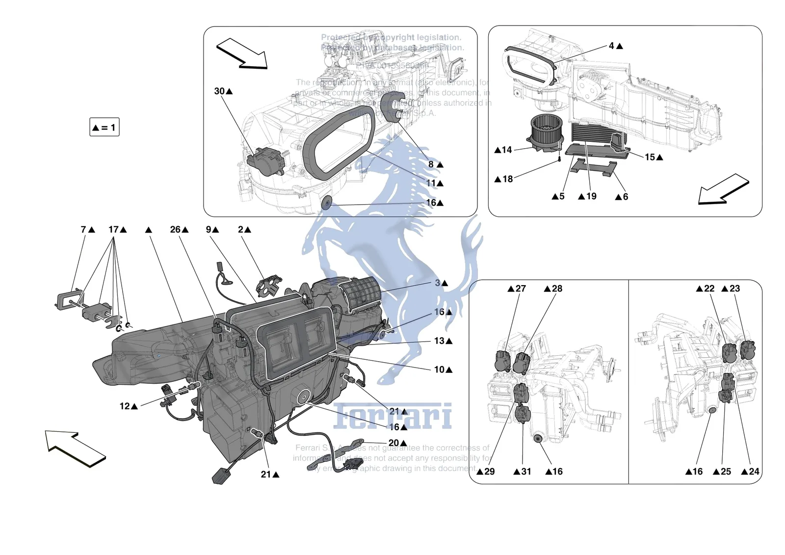 Ferrari 812 Competizione [VEHICLE TRIM] - E.57.01 - AC SYSTEM - EVAPORATOR exploded diagram