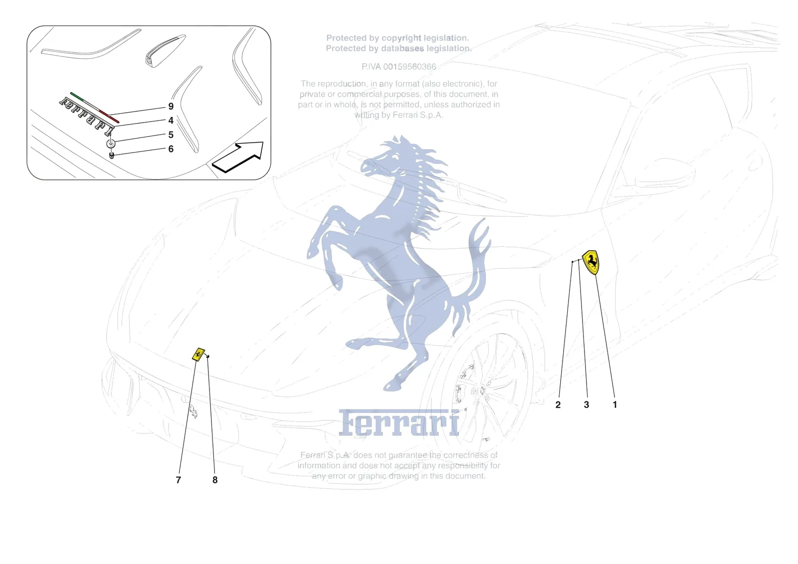 Ferrari 812 Competizione [VEHICLE TRIM] - E.58 - BADGES exploded diagram