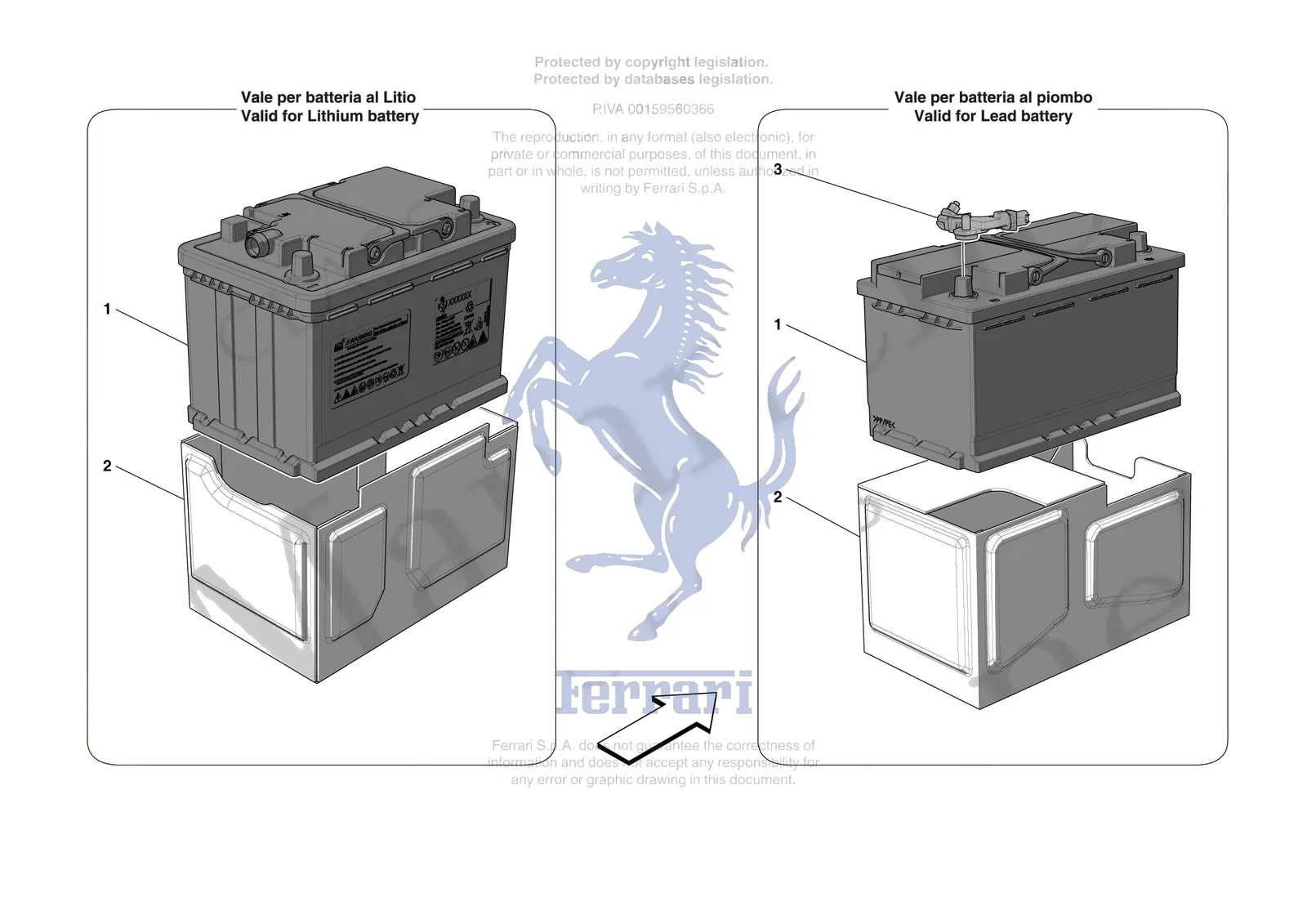 Ferrari 812 Competizione [ELECTRICAL SYSTEM] - F.1 - BATTERIES exploded diagram