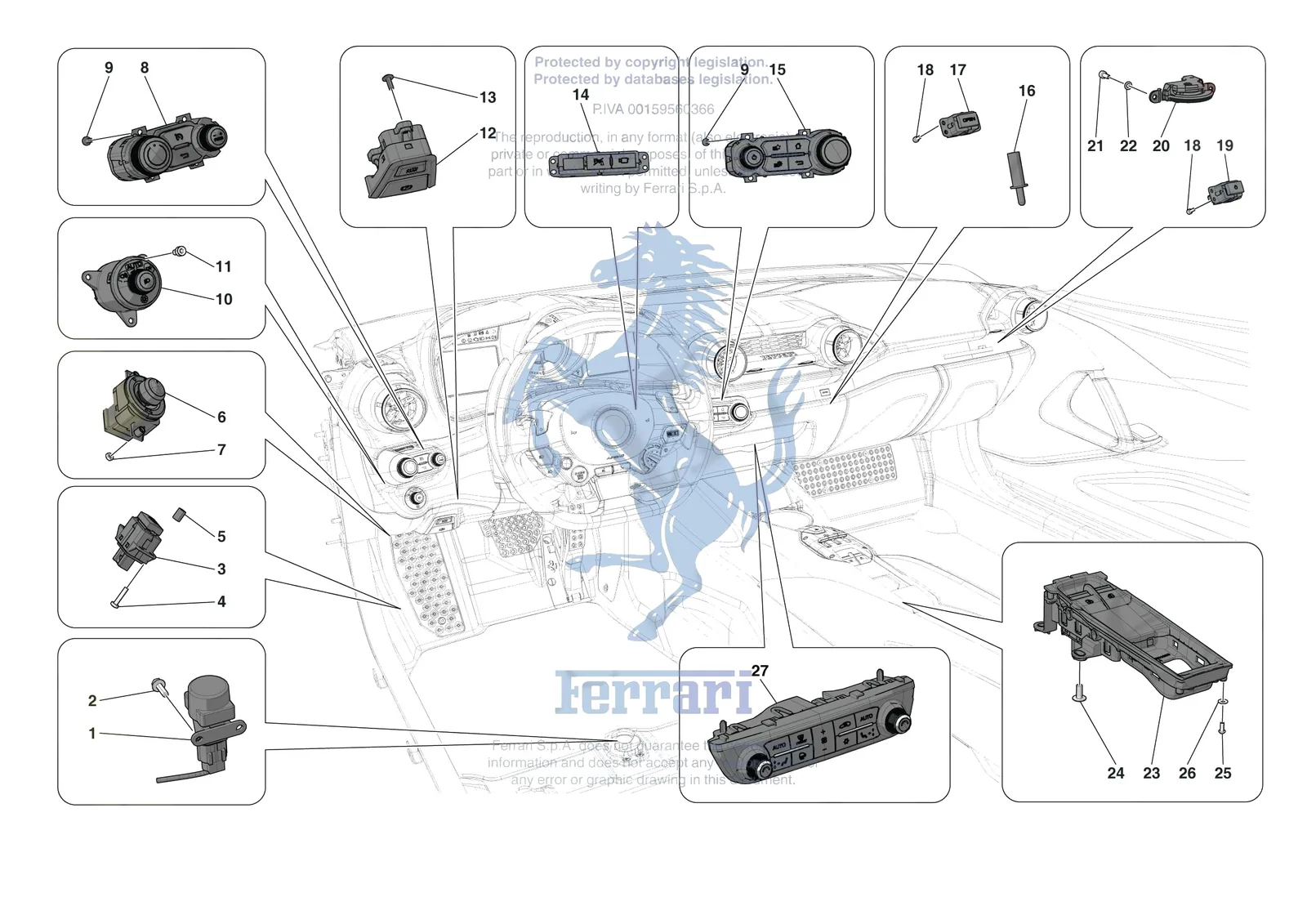 Ferrari 812 Competizione [ELECTRICAL SYSTEM] - F.4 - OTHER ELECTRICAL CONTROLS exploded diagram