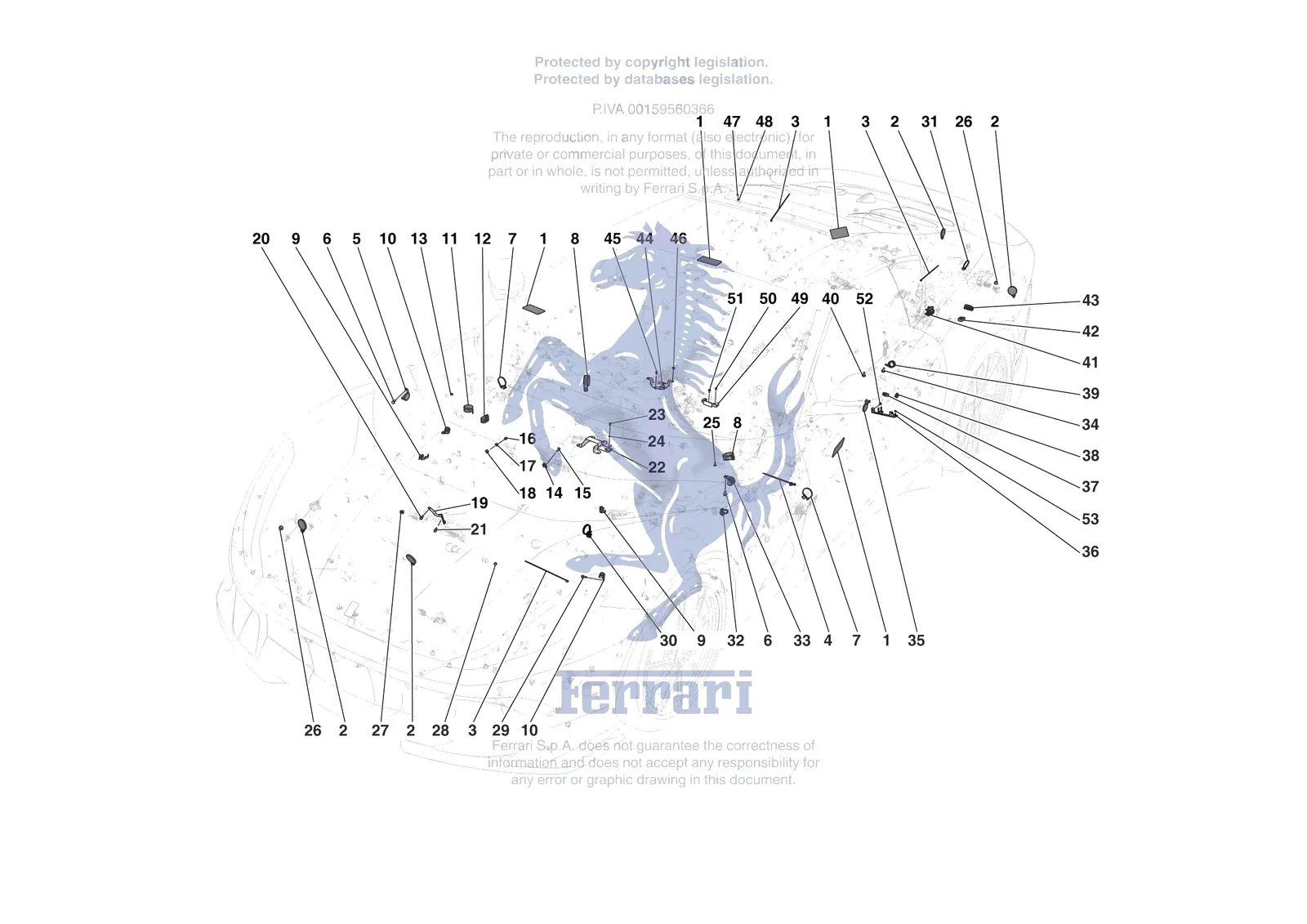 Ferrari 812 Competizione [ELECTRICAL SYSTEM] - F.8 - VARIOUS FASTENINGS FOR THE ELECTRICAL SYSTEM exploded diagram