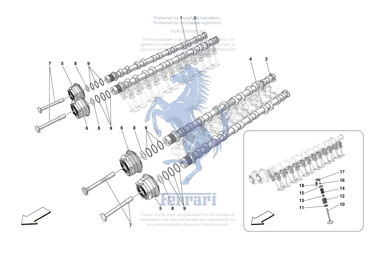 Ferrari 812 CompetizioneA [ENGINE] - B.08.03 - CYLINDER HEADS - TIMING exploded diagram