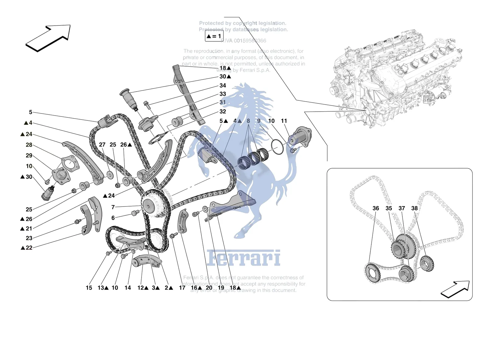 Ferrari 812 CompetizioneA [ENGINE] - B.9 - TIMING SYSTEM DRIVE exploded diagram