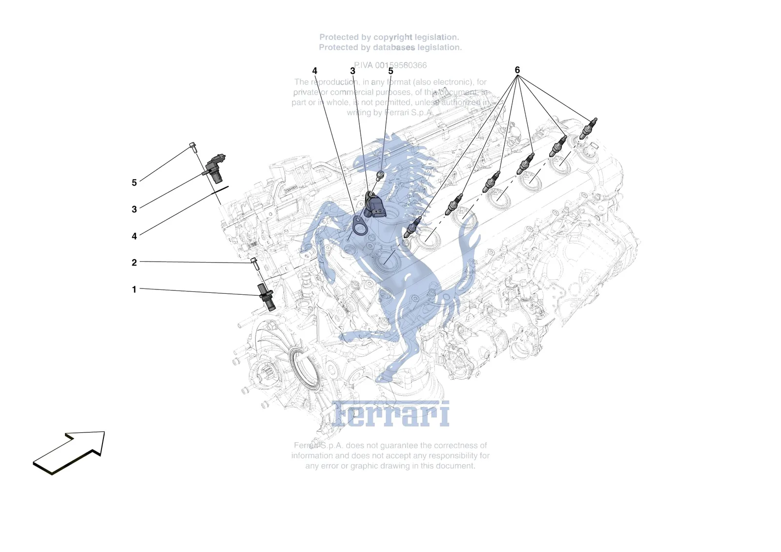 Ferrari 812 CompetizioneA [ENGINE] - B.16 - IGNITION COIL SPARK PLUGS AND SENSORS exploded diagram