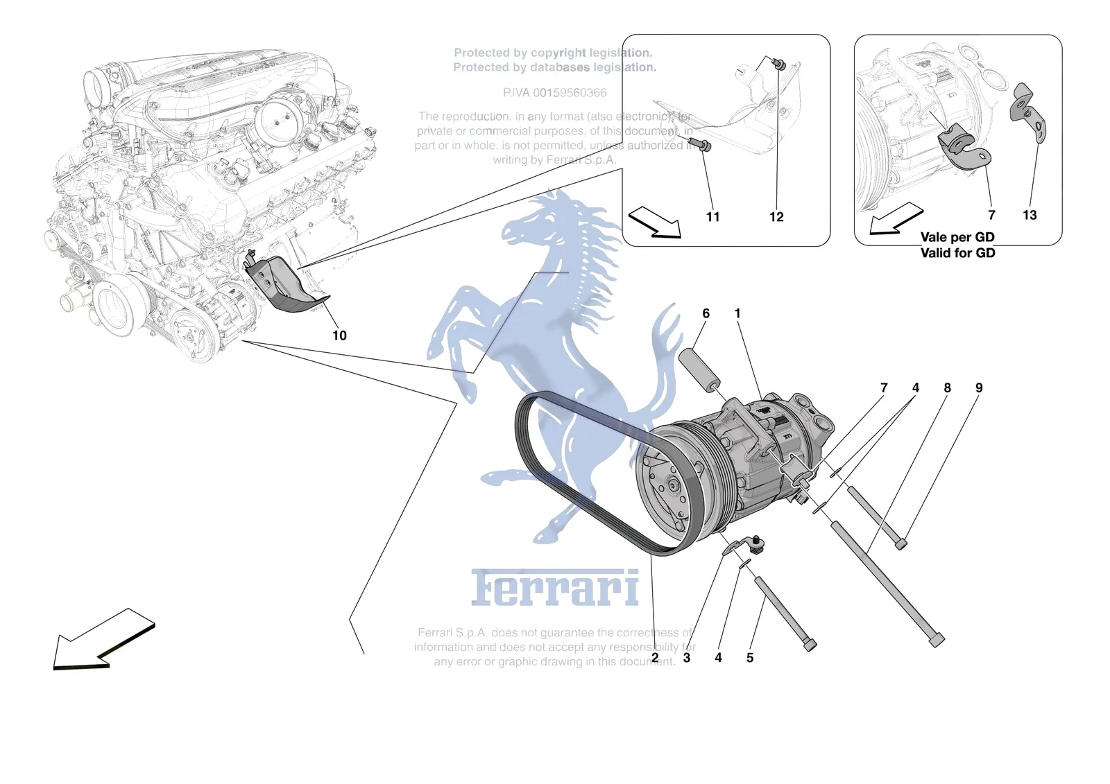 Ferrari 812 CompetizioneA [ENGINE] - B.29 - AC COMPRESSOR exploded diagram