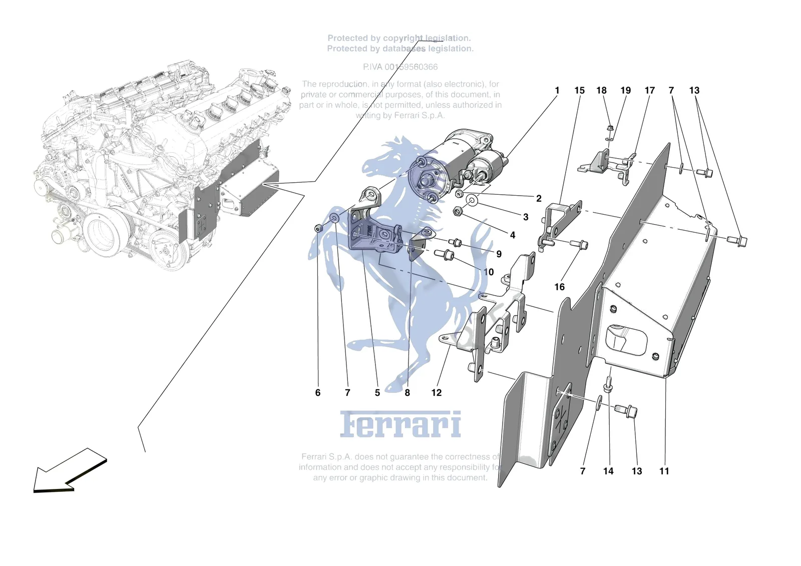 Ferrari 812 CompetizioneA [ENGINE] - B.31 - ELECTRIC STARTER MOTOR exploded diagram