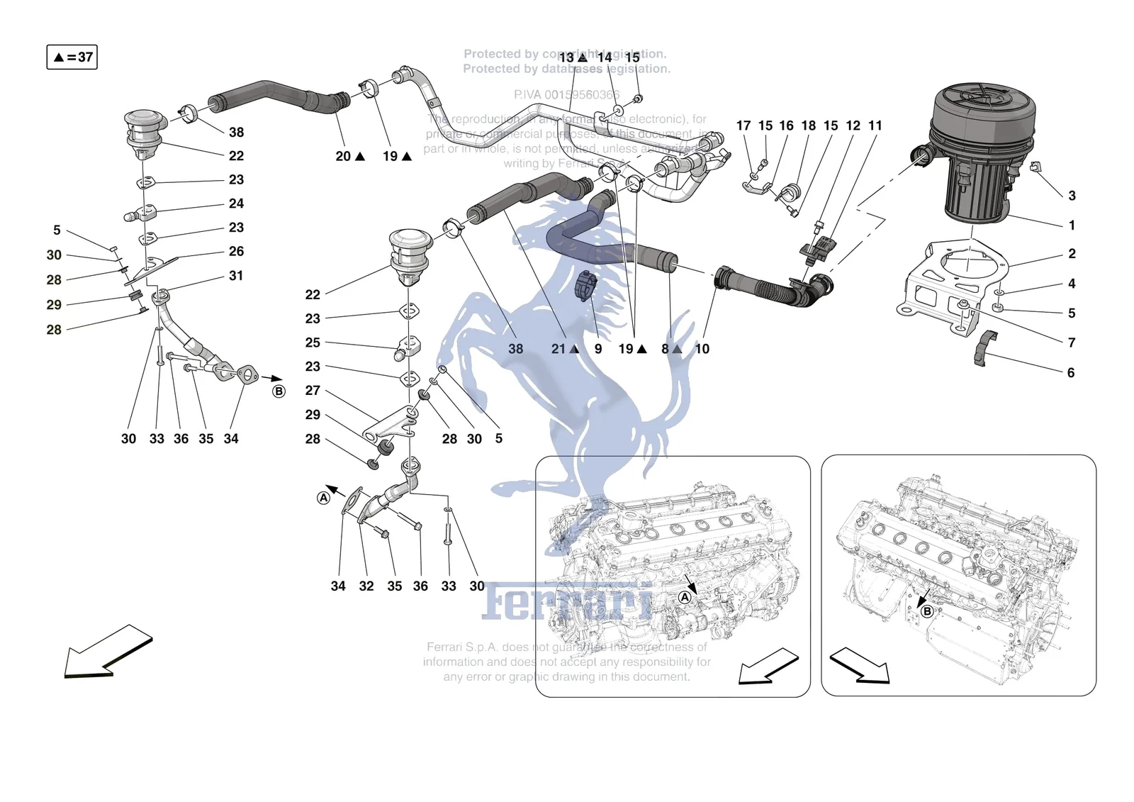 Ferrari 812 CompetizioneA [MECHANICAL SYSTEM] - D.6 - EMISSIONS CONTROL SYSTEM exploded diagram