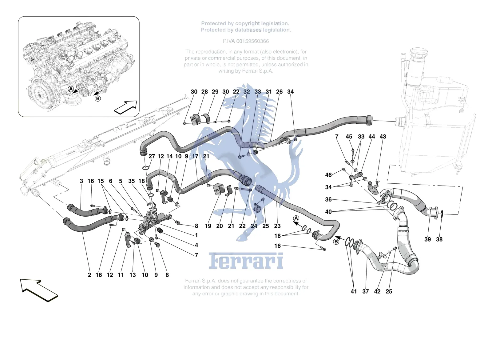 Ferrari 812 CompetizioneA [MECHANICAL SYSTEM] - D.10 - OIL PIPES AND ENGINE OIL LEVEL SENSOR exploded diagram