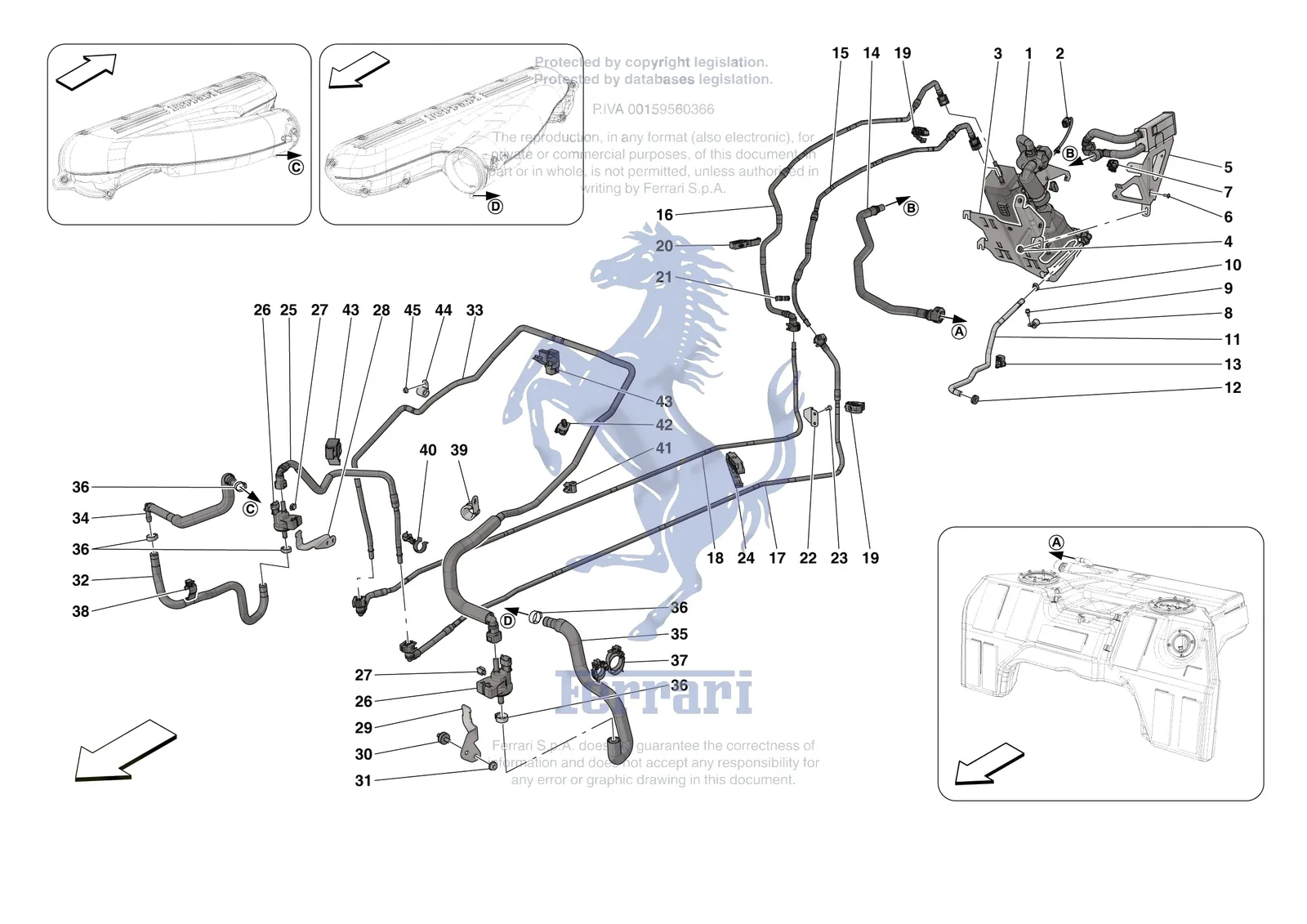 Ferrari 812 CompetizioneA [MECHANICAL SYSTEM] - D.13 - EVAPORATIVE EMISSIONS CONTROL SYSTEM exploded diagram