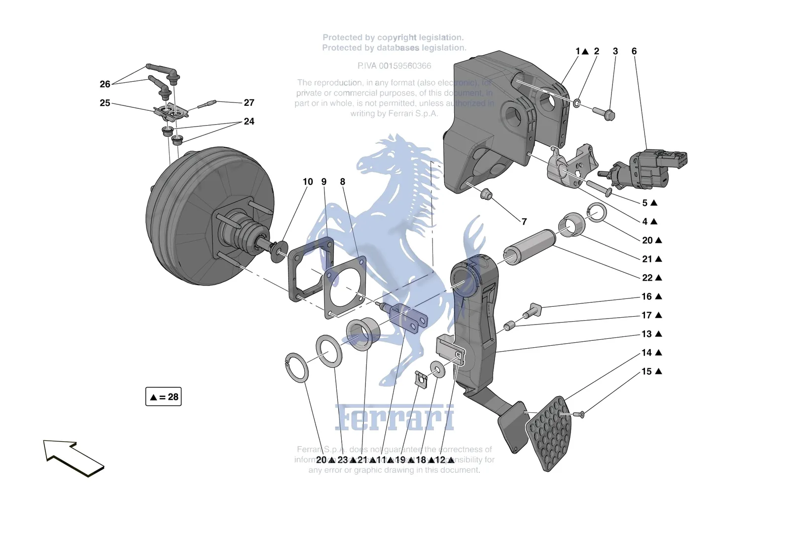 Ferrari 812 CompetizioneA [MECHANICAL SYSTEM] - D.20 - PEDAL BOARD exploded diagram