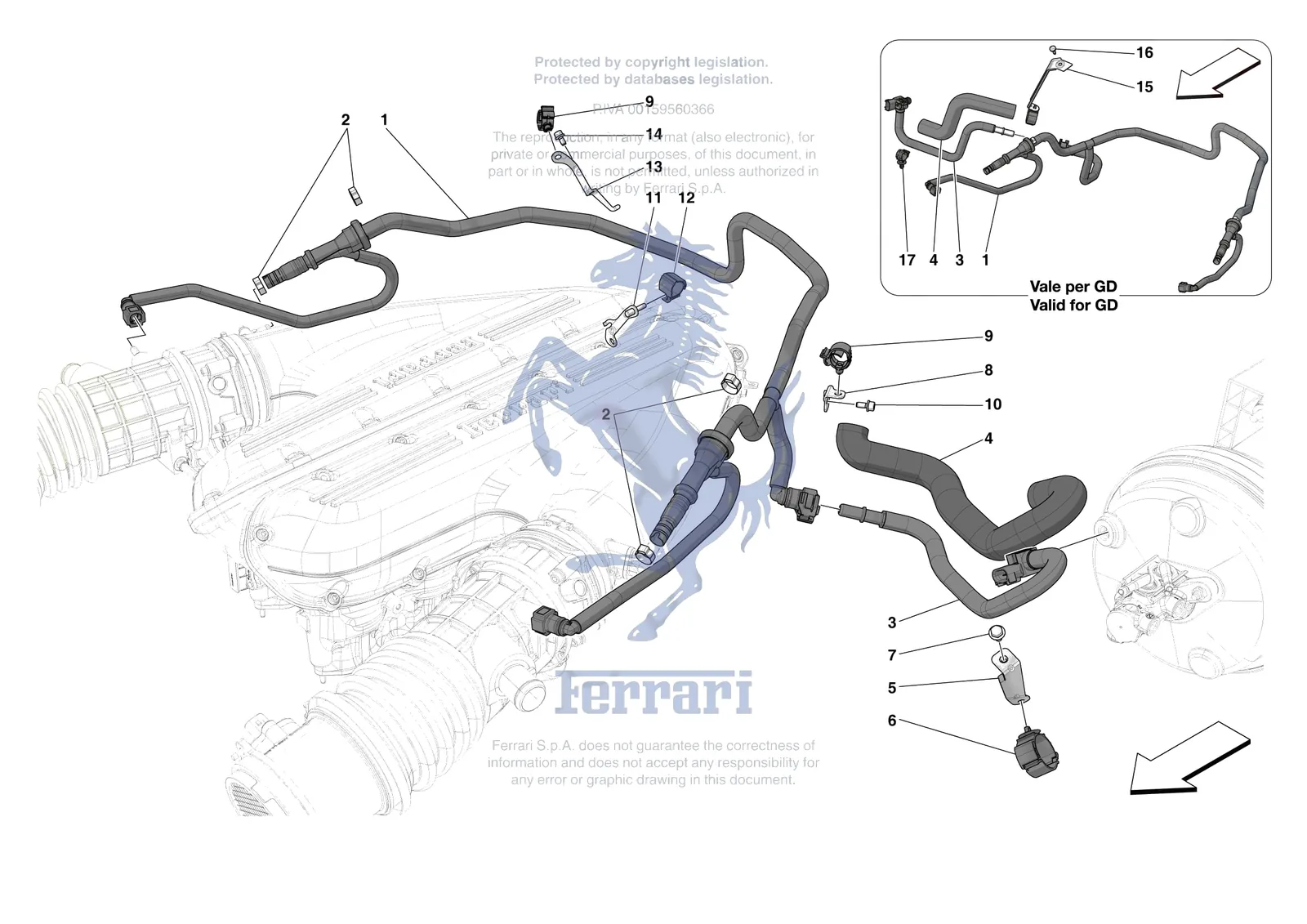 Ferrari 812 CompetizioneA [MECHANICAL SYSTEM] - D.21 - SERVO BRAKE PIPES exploded diagram