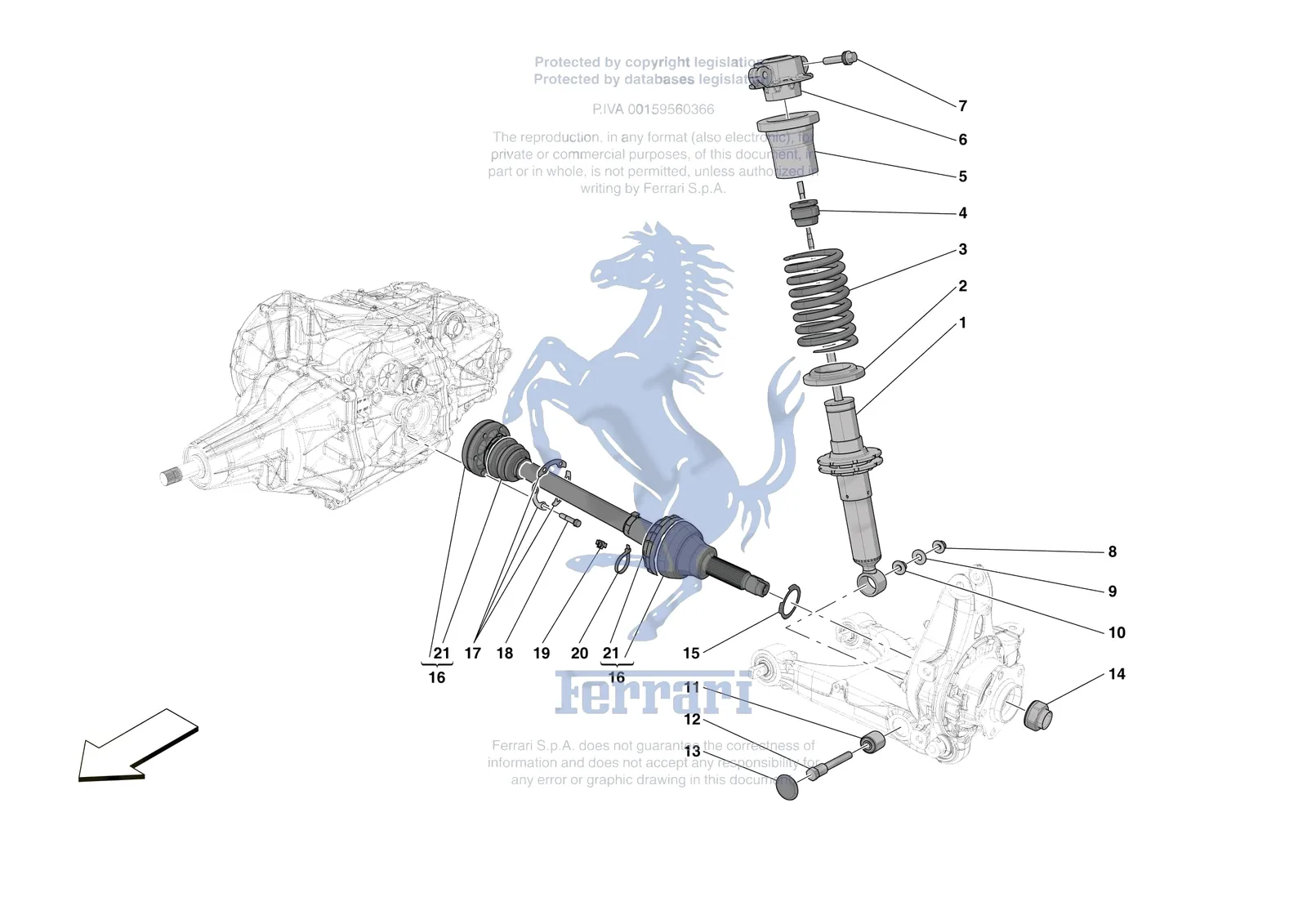 Ferrari 812 CompetizioneA [MECHANICAL SYSTEM] - D.27.01 - REAR SUSPENSION - SHOCK ABSORBERS exploded diagram